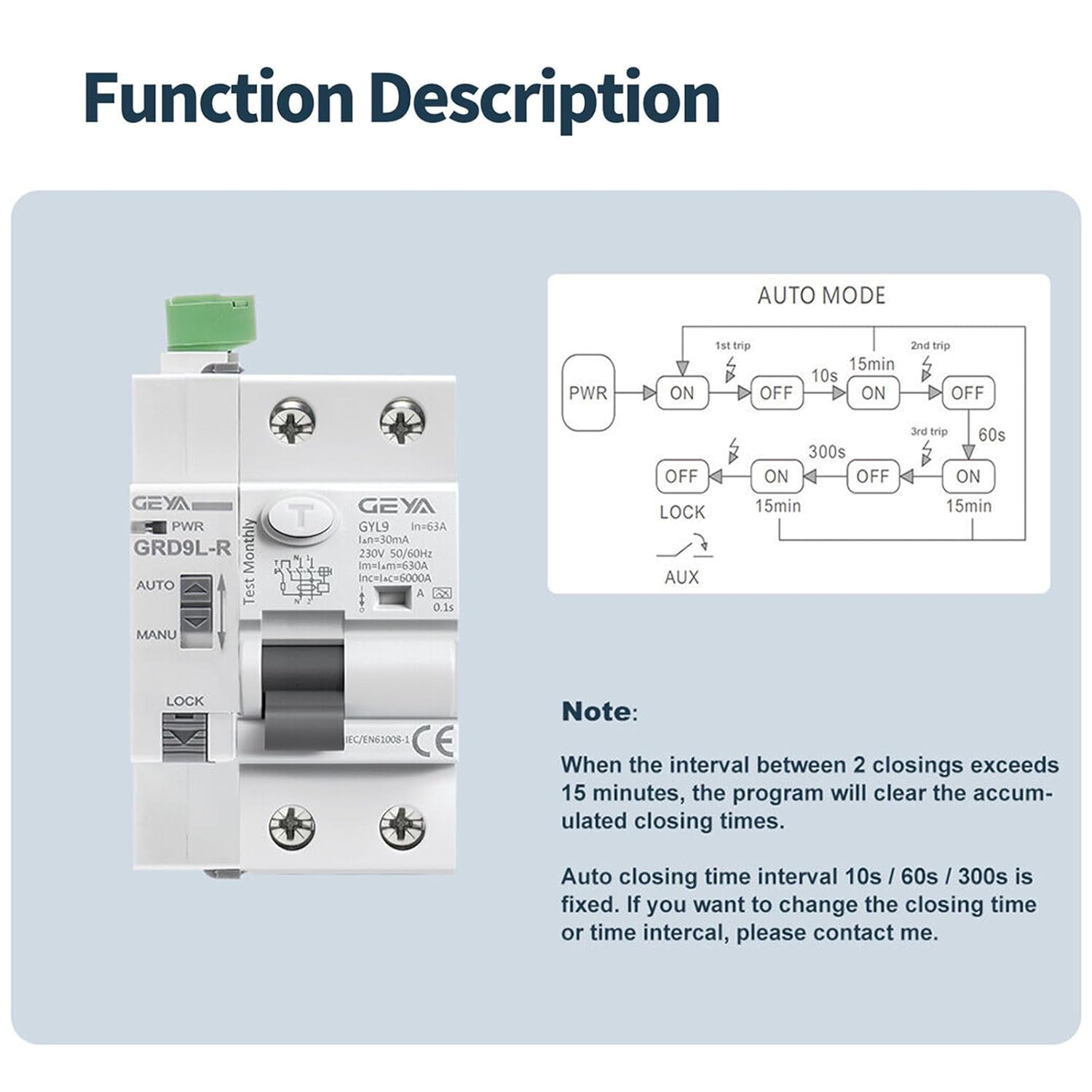 Geya Richiusura Automatica RCCB RCD ELCB Tipo A - immagine 2