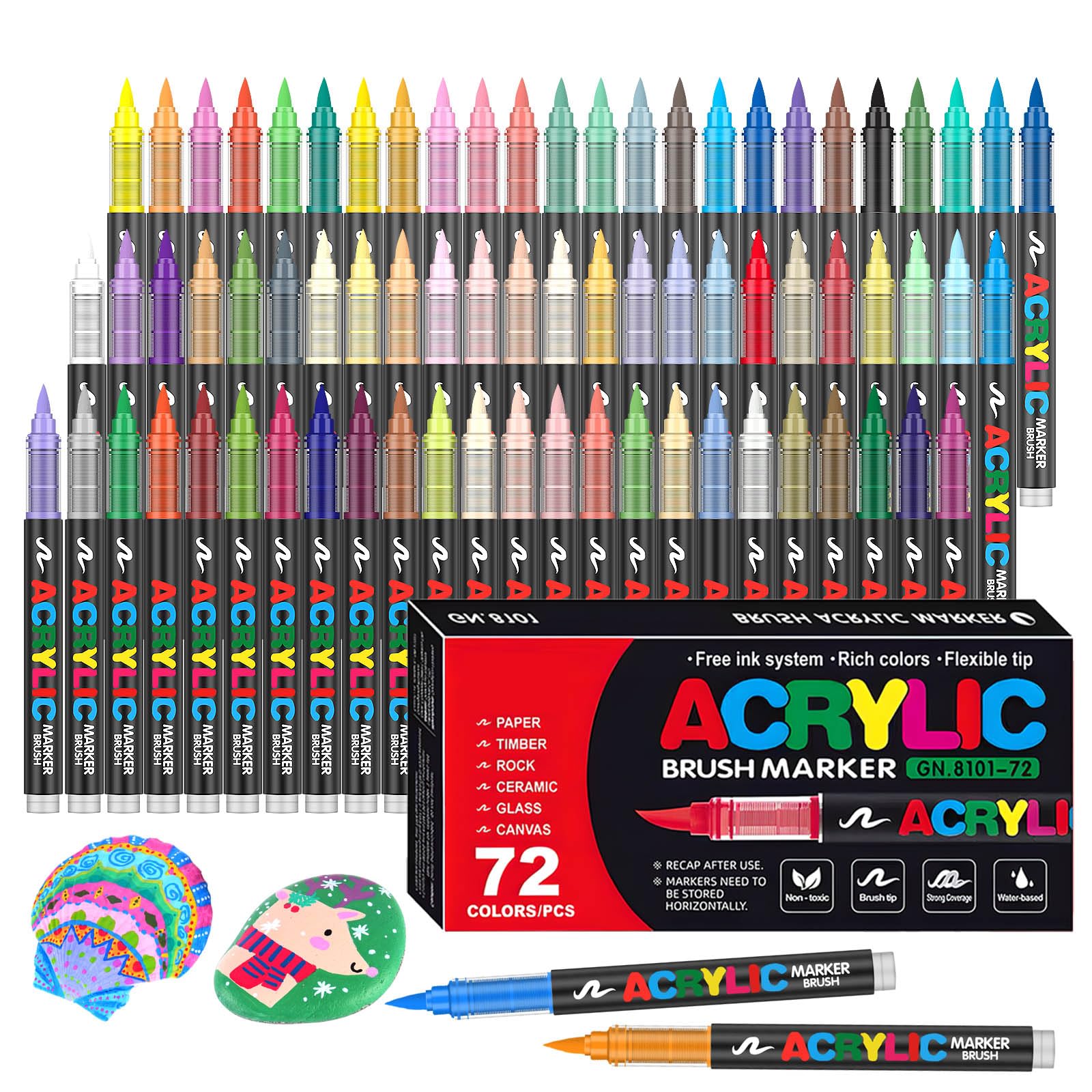 Efimeso 72 Colori Pennarelli Acrilici a Pennello