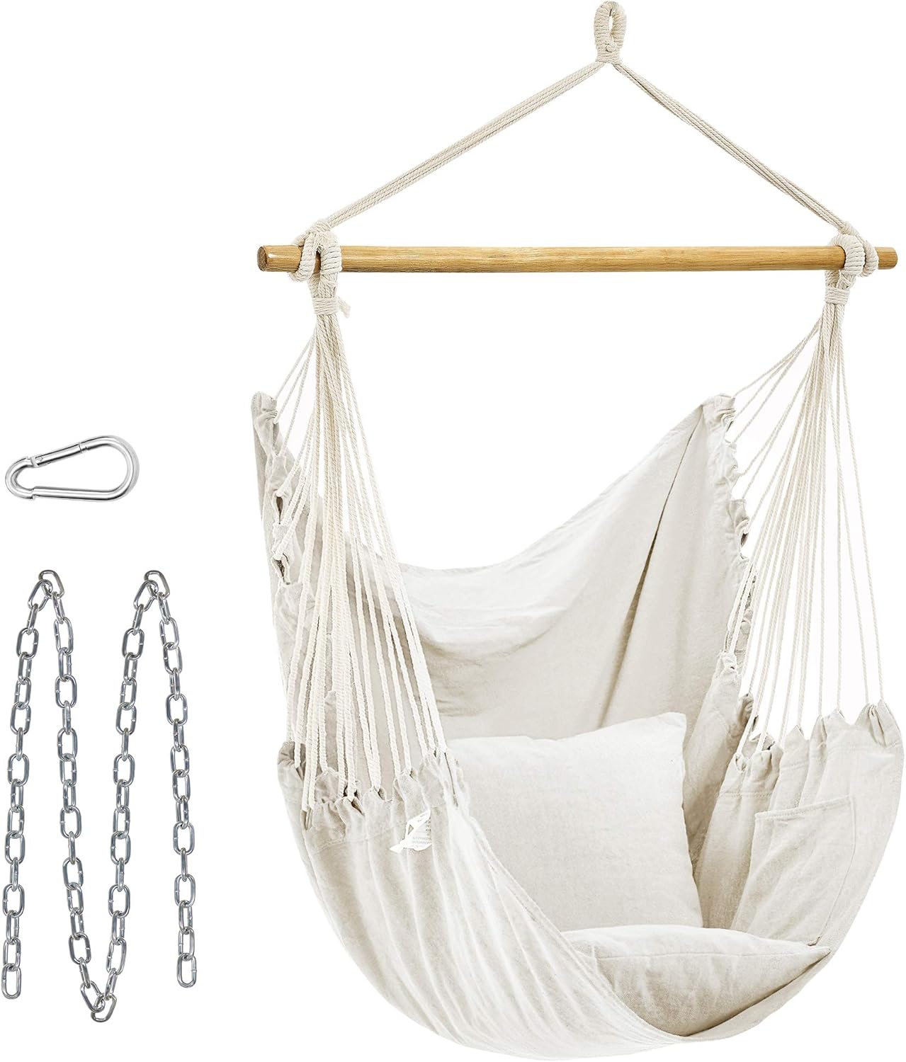 Songmics Poltrona Sospesa Sedia Amaca con 2 Cuscini, Beige