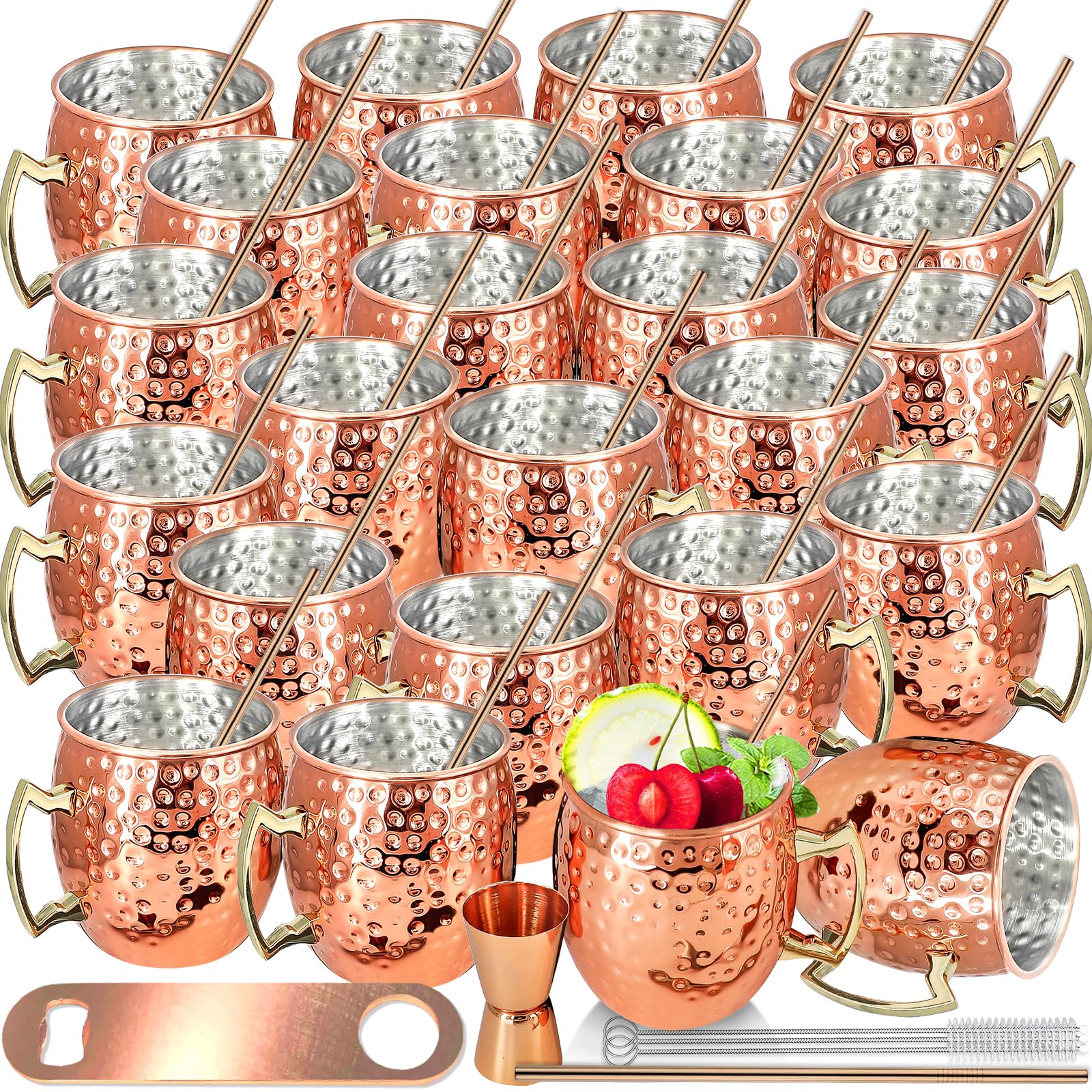Moscow Mule - Set 24 Tazze Rame Martellato 540ml