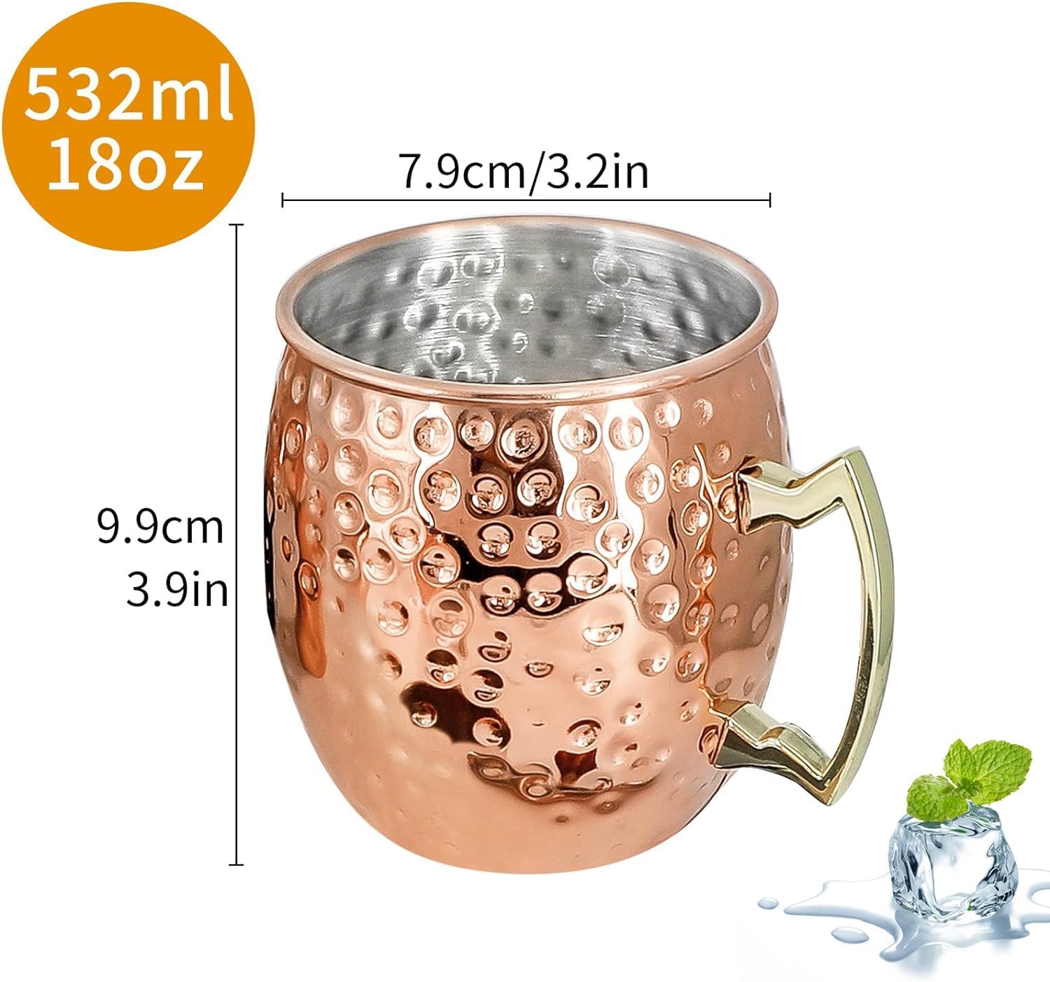 Moscow Mule - Set 24 Tazze Rame Martellato 540ml - immagine 4