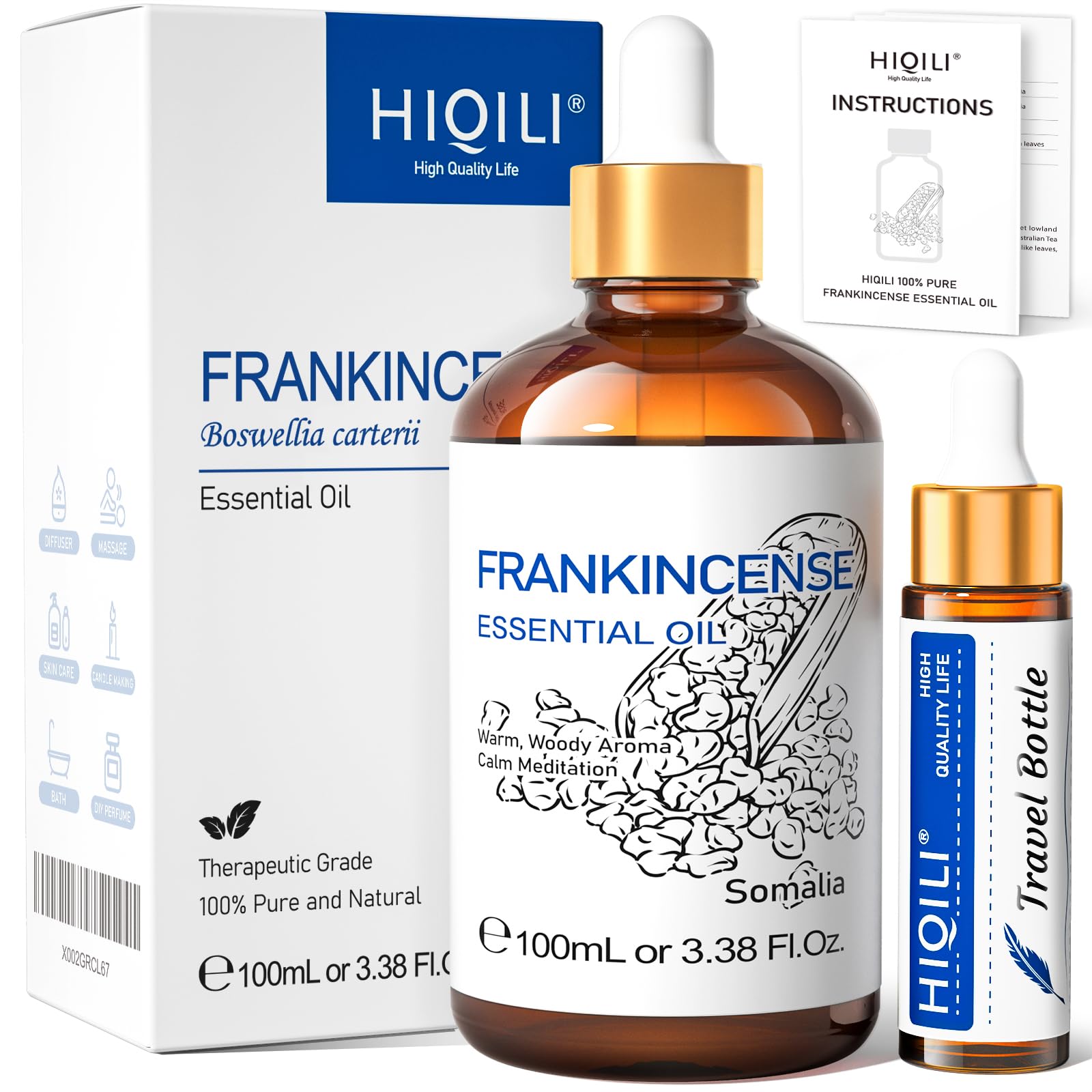 HIQILI Olio Essenziale di Incenso 100ML