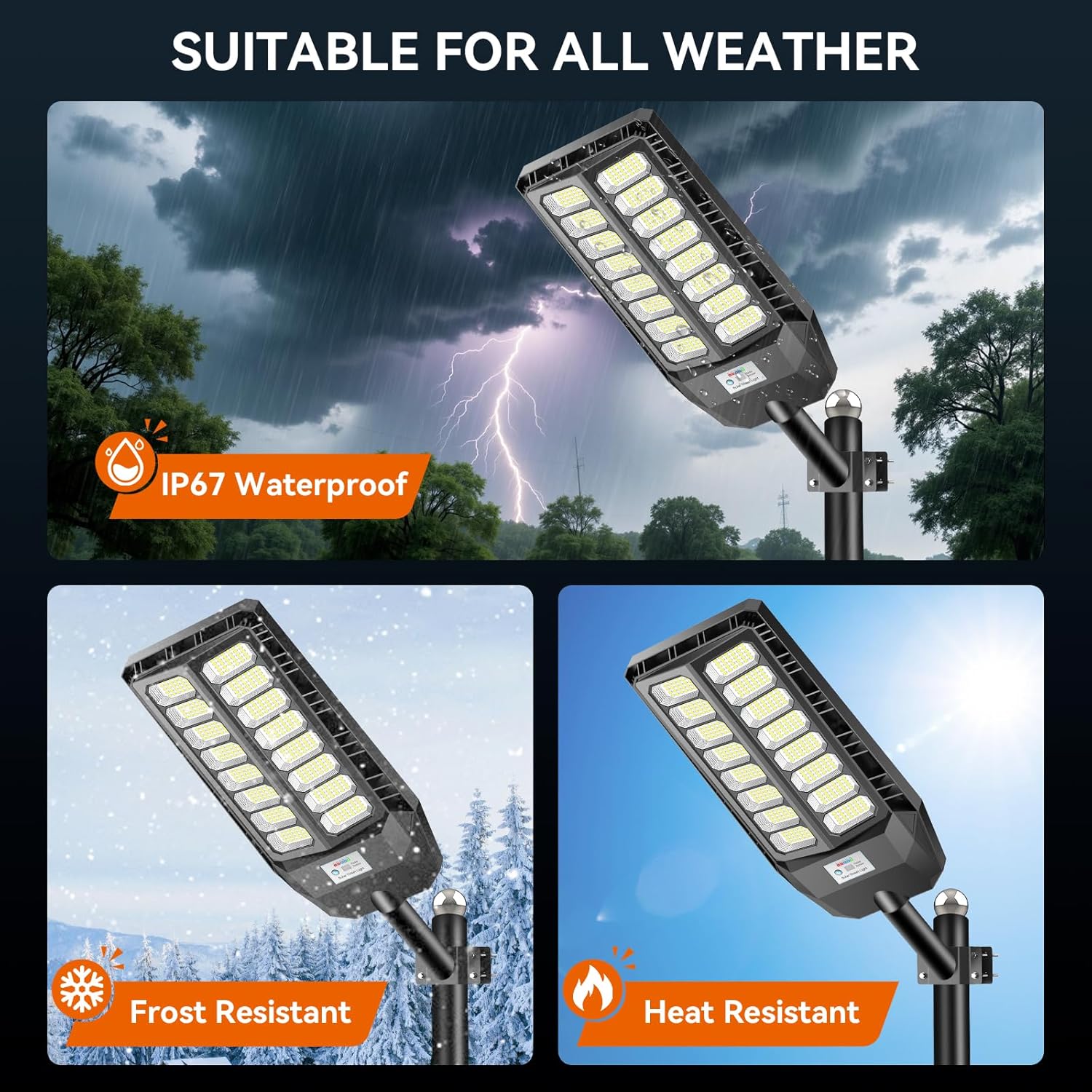 Lampione Solare 800W con Telecomando IP67 - immagine 5