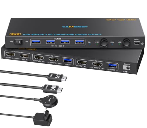 Switch KVM 8K HDMI 2 PC 2 Monitor USB 3.0