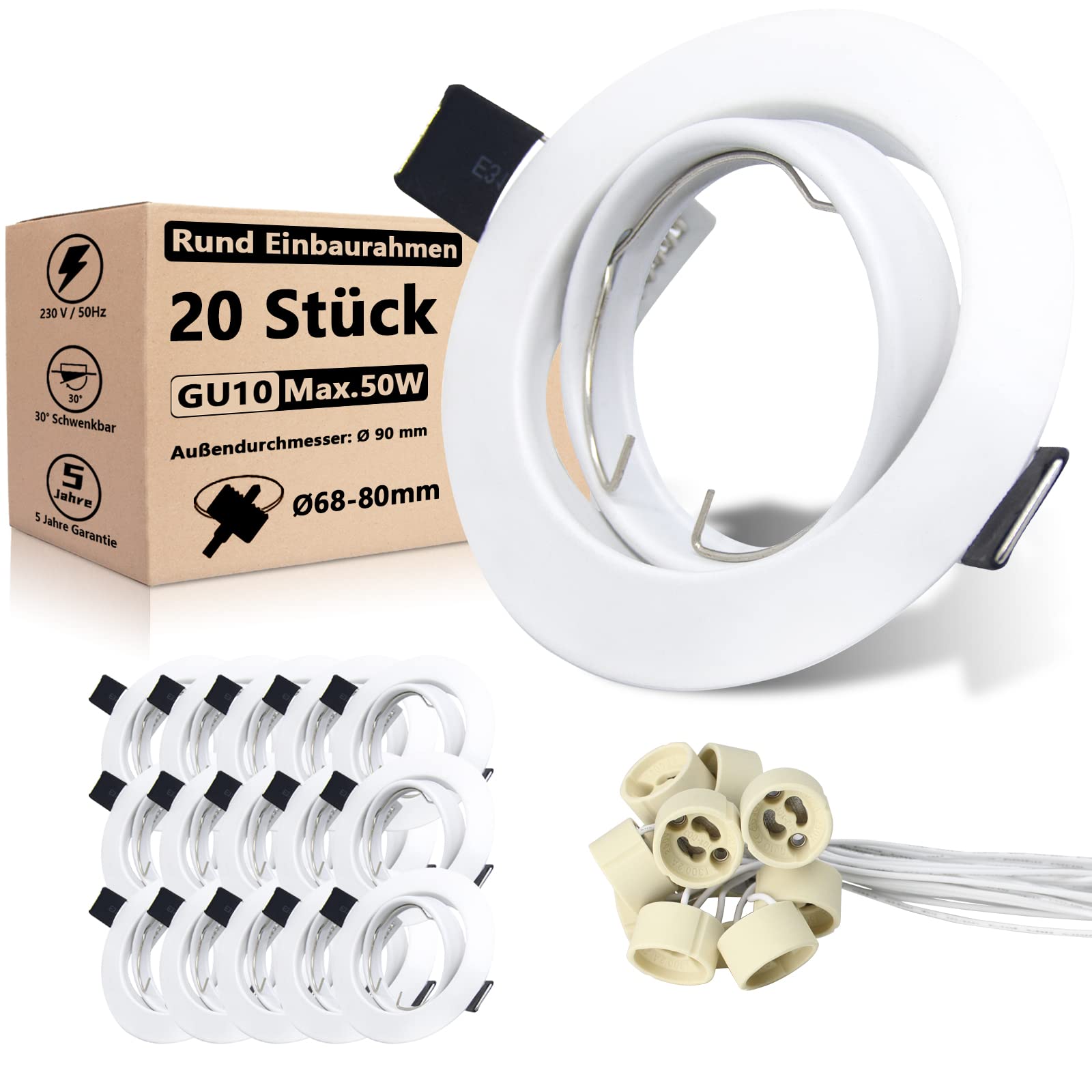 Set 20 Faretti da Incasso a LED GU10 Orientabili