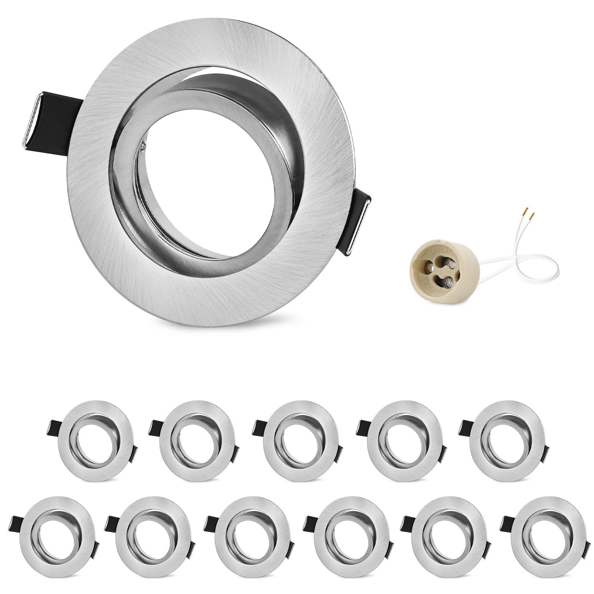 Faretti Incasso Cartongesso GU10 Orientabili, Nichel - 12 pz