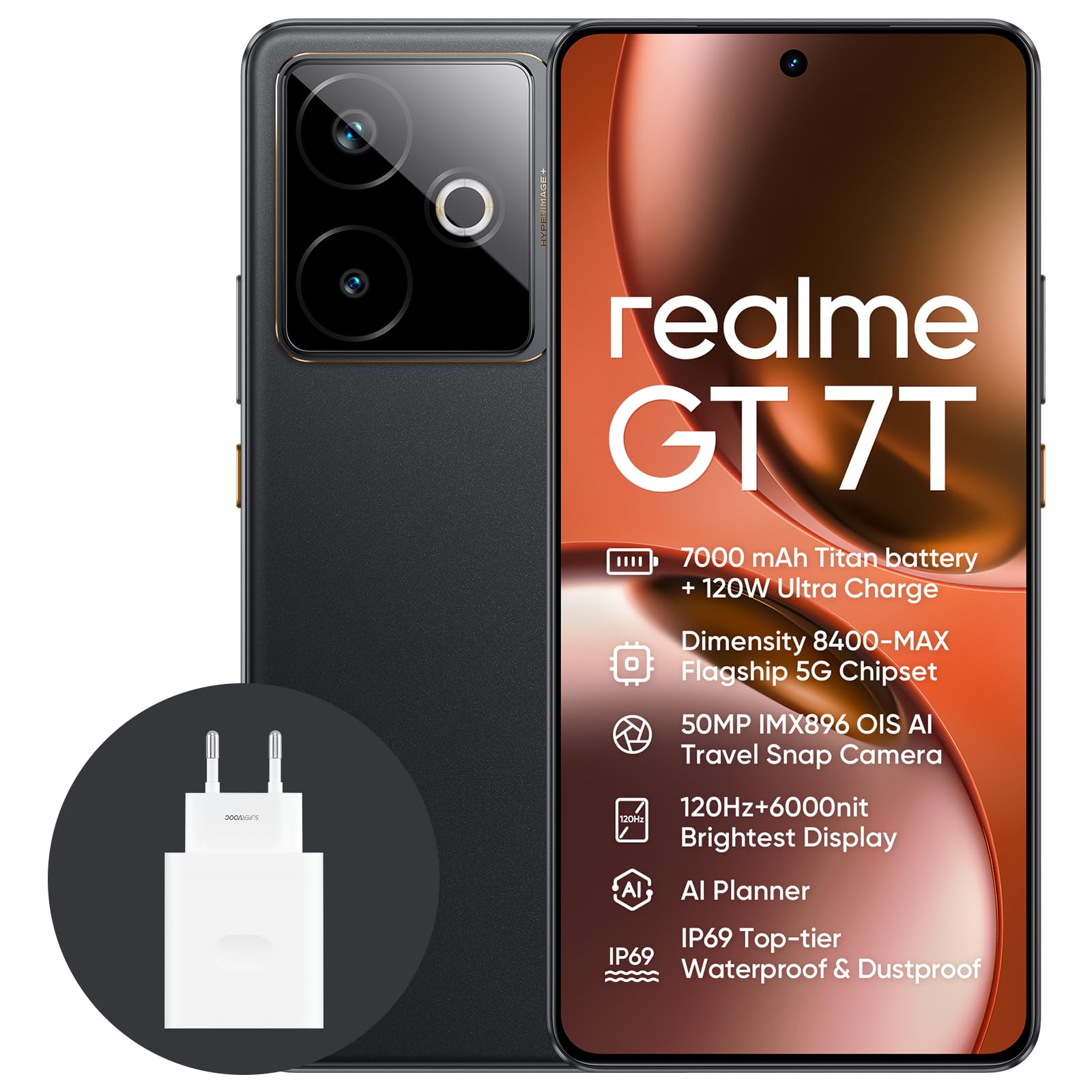 Realme GT 7T 5G Smartphone 12+256GB - Nero Esclusiva