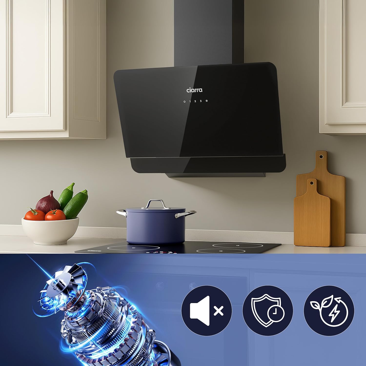 Ciarra CBCB6765C Cappa Aspirante 60cm, Nera - immagine 2