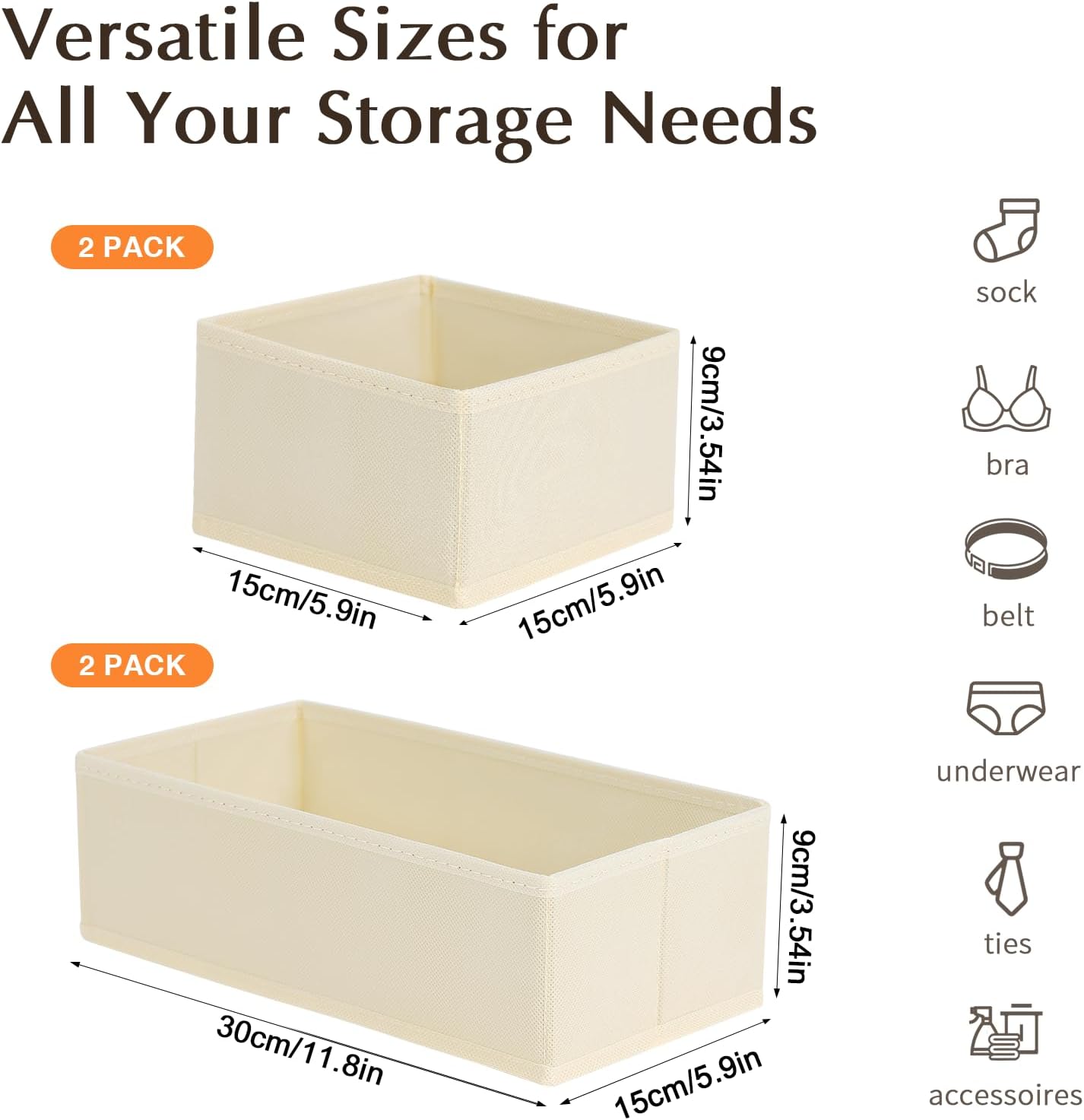 Dimj Organizer per Cassetti 4 Pezzi - Beige - immagine 2