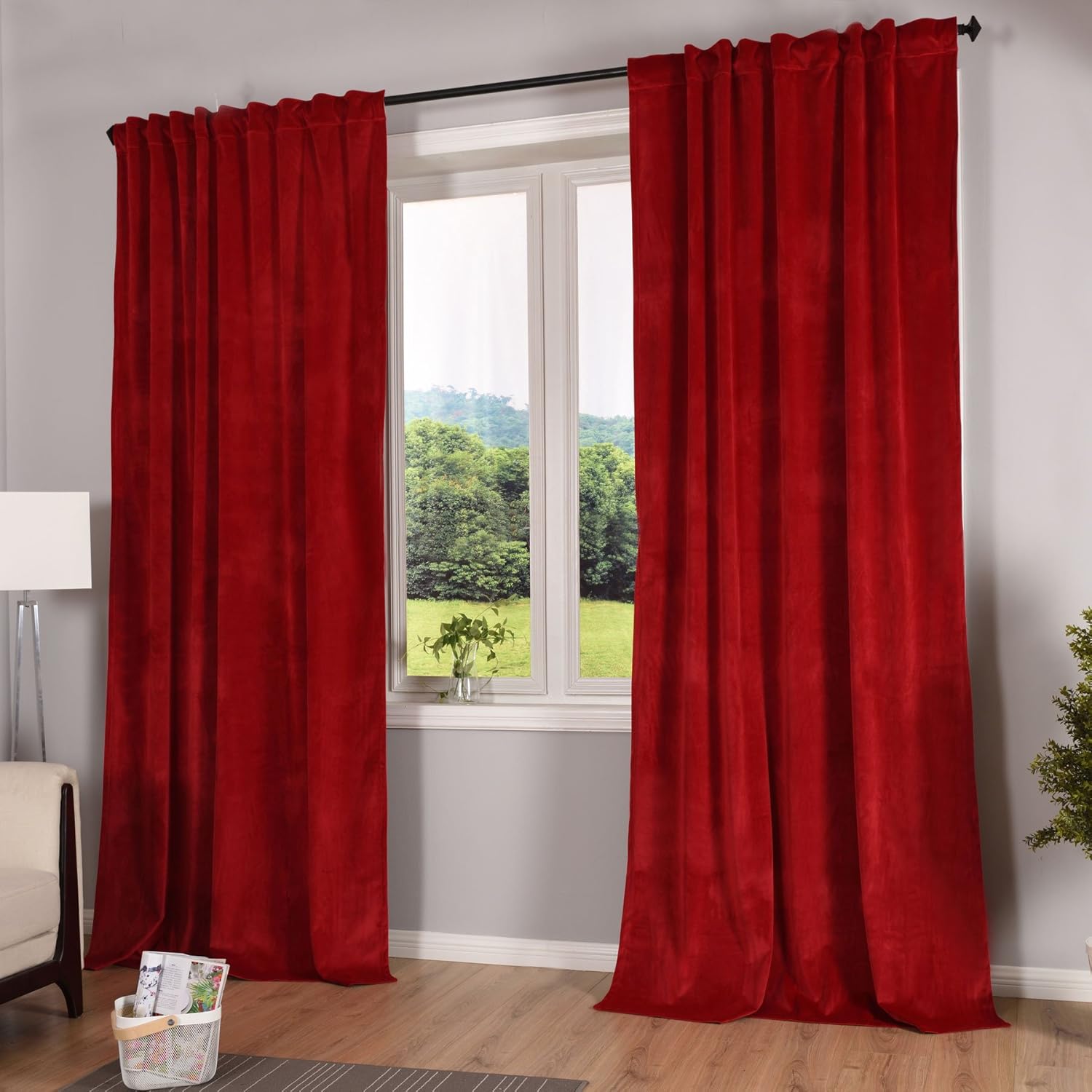 Gardinenbox Milano 20357 - Tenda Oscurante Velluto, Rosso