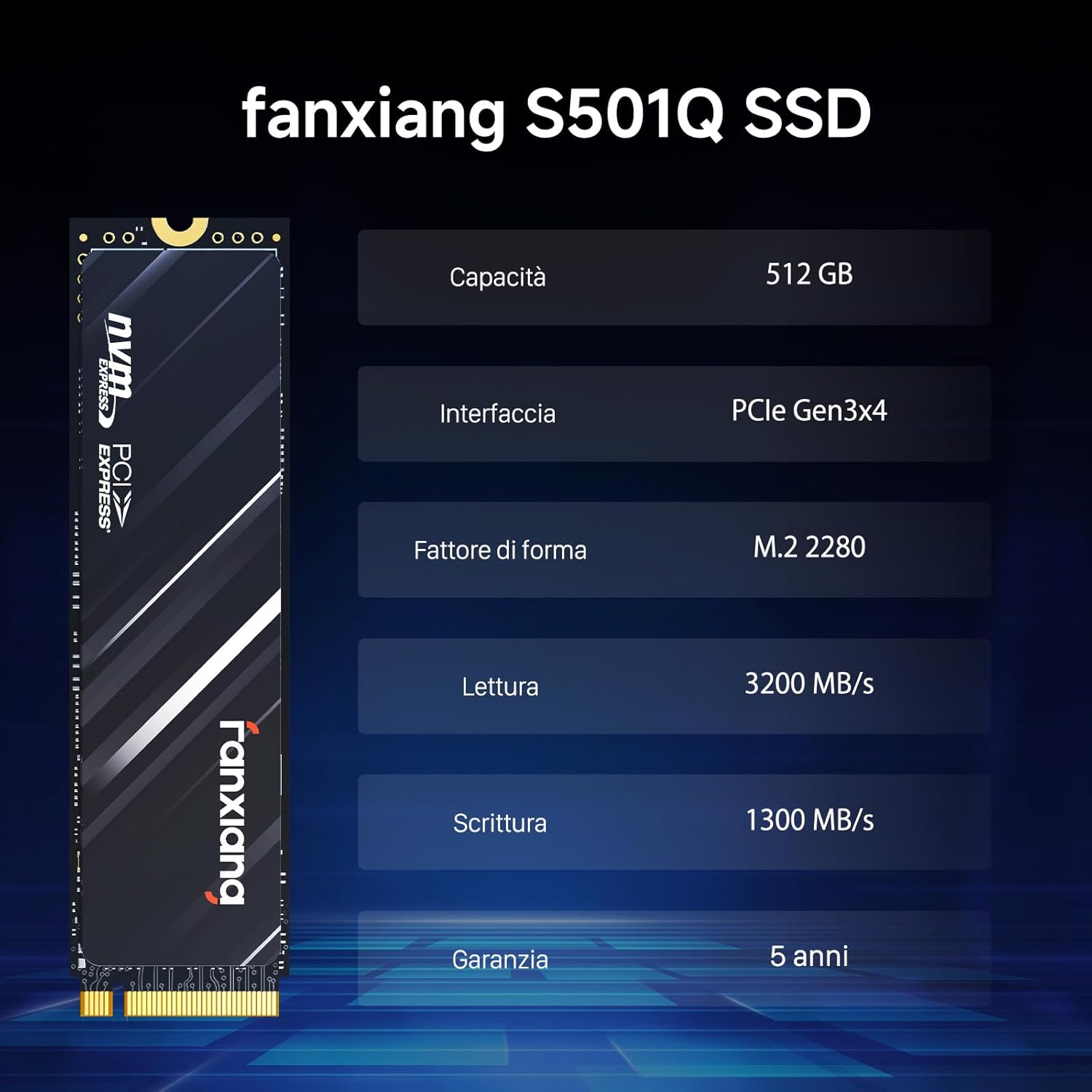 fangxiang SSD 512GB NVMe M.2 PCIe Gen3 - immagine 6
