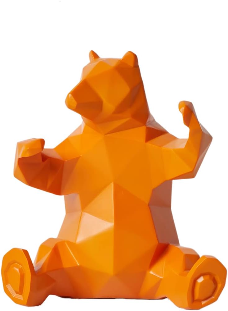 Statua Orso Decorazione Casa Resina Giallo 23cm - immagine 1