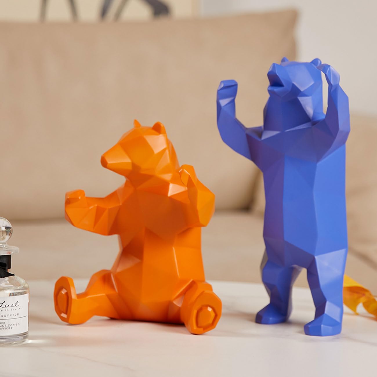 Statua Orso Decorazione Casa Resina Giallo 23cm - immagine 3