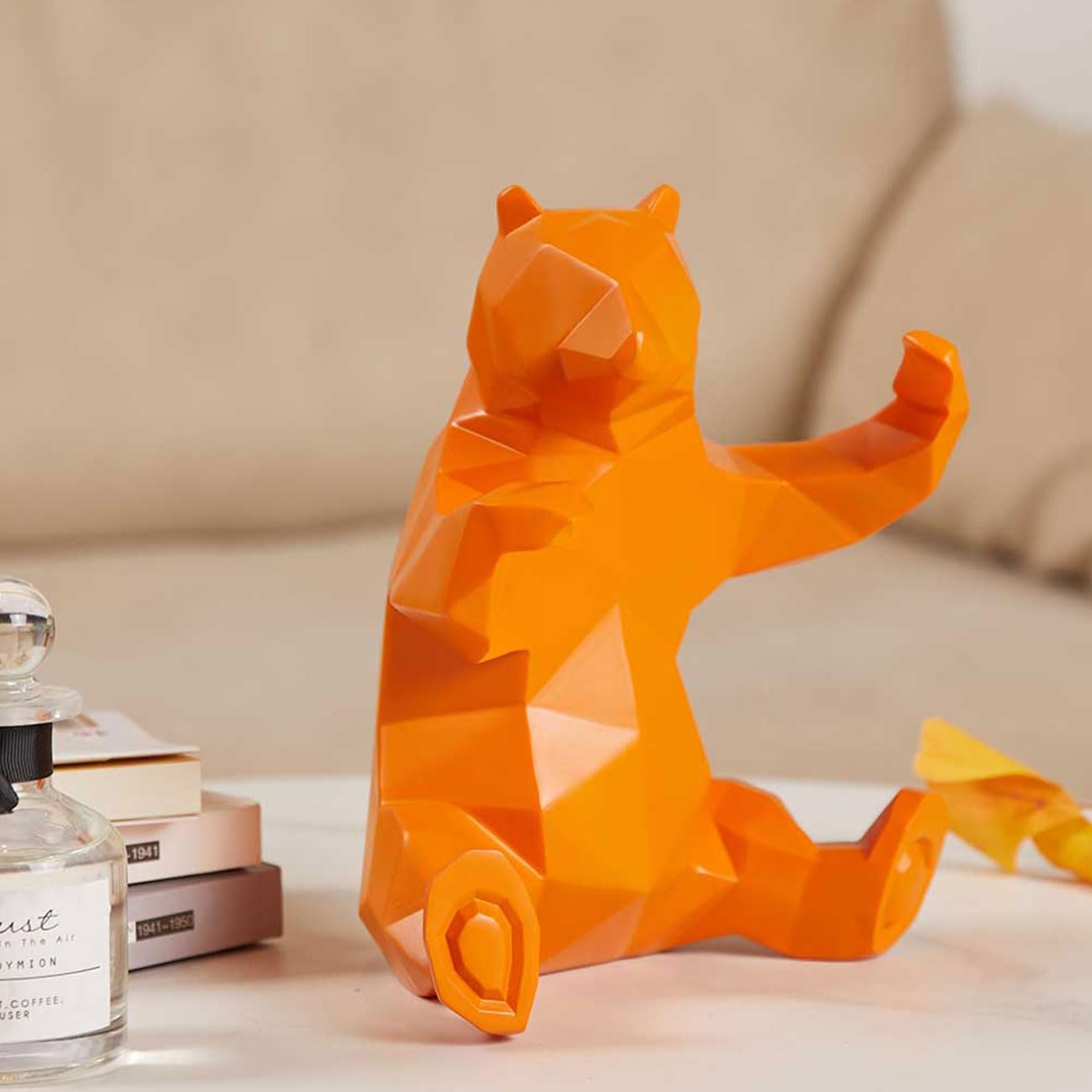 Statua Orso Decorazione Casa Resina Giallo 23cm - immagine 5