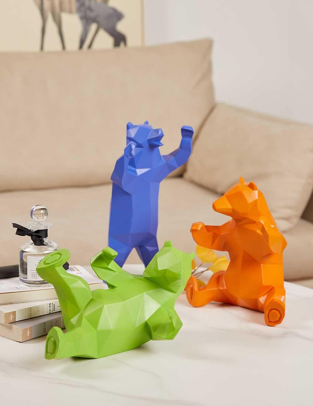 Statua Orso Decorazione Casa Resina Giallo 23cm - immagine 7