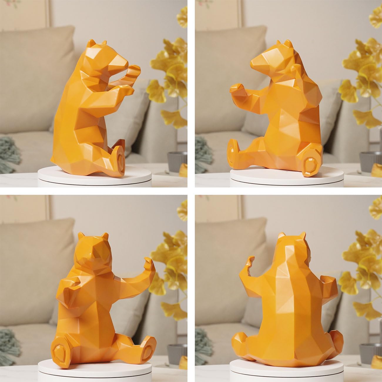 Statua Orso Decorazione Casa Resina Giallo 23cm - immagine 8