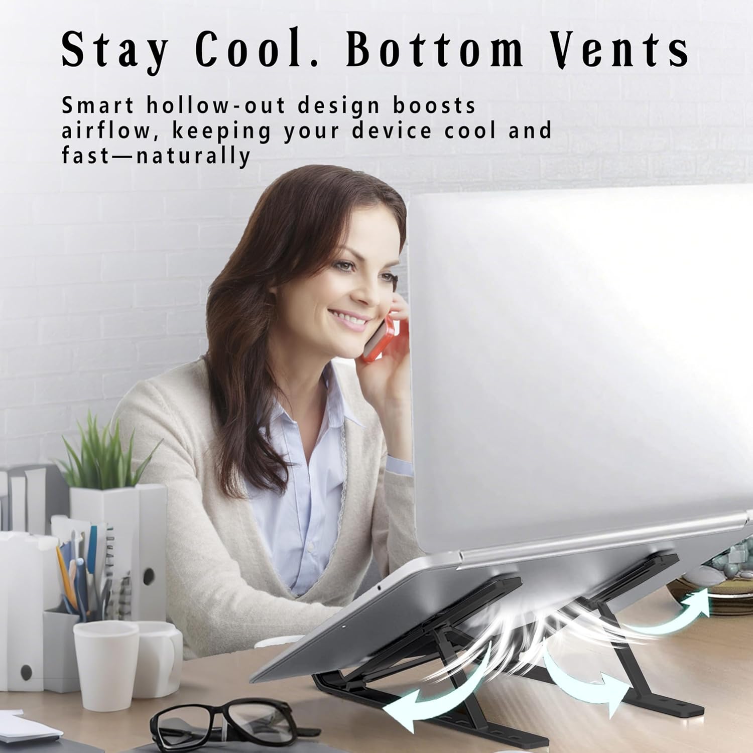 AiTodos® Supporto PC Portatile Pieghevole, Nero - immagine 3