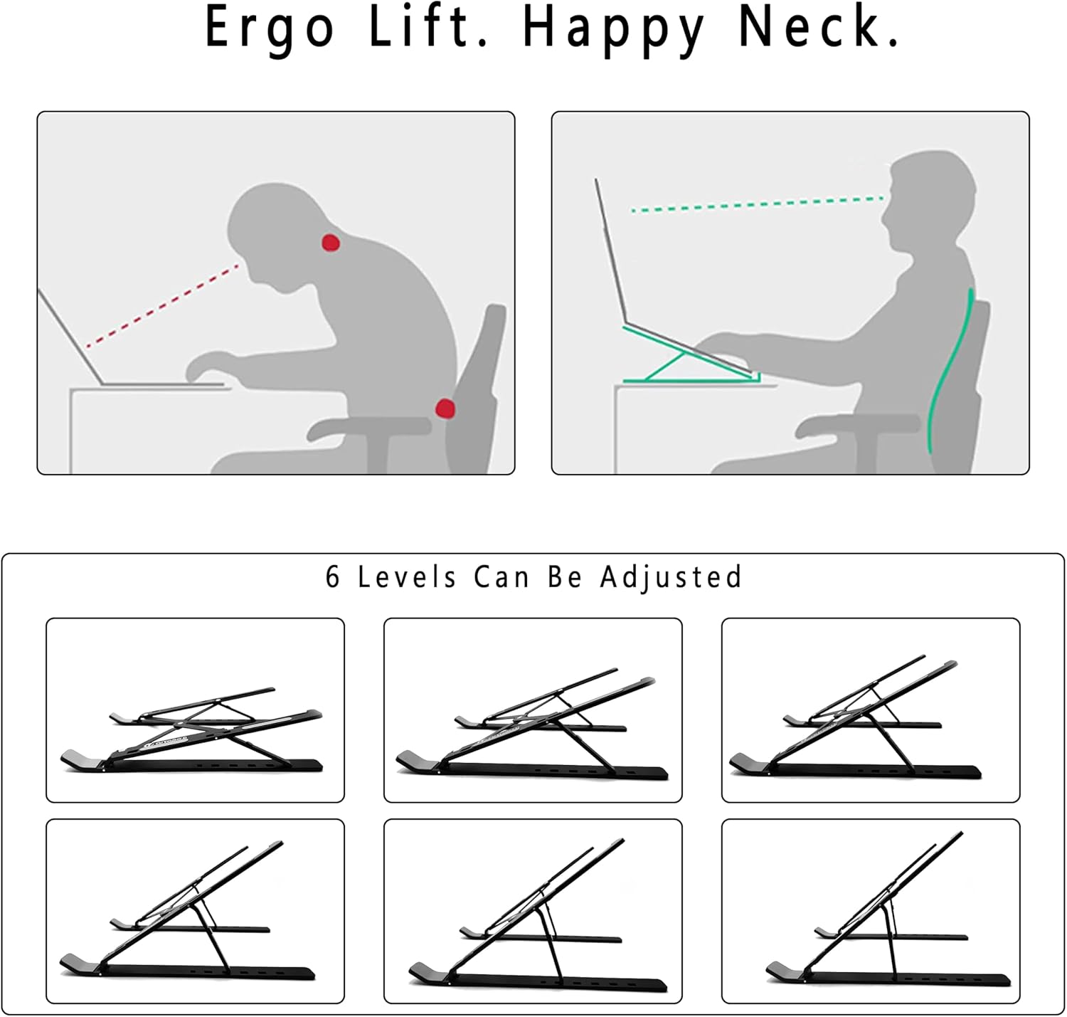 AiTodos® Supporto PC Portatile Pieghevole, Nero - immagine 5