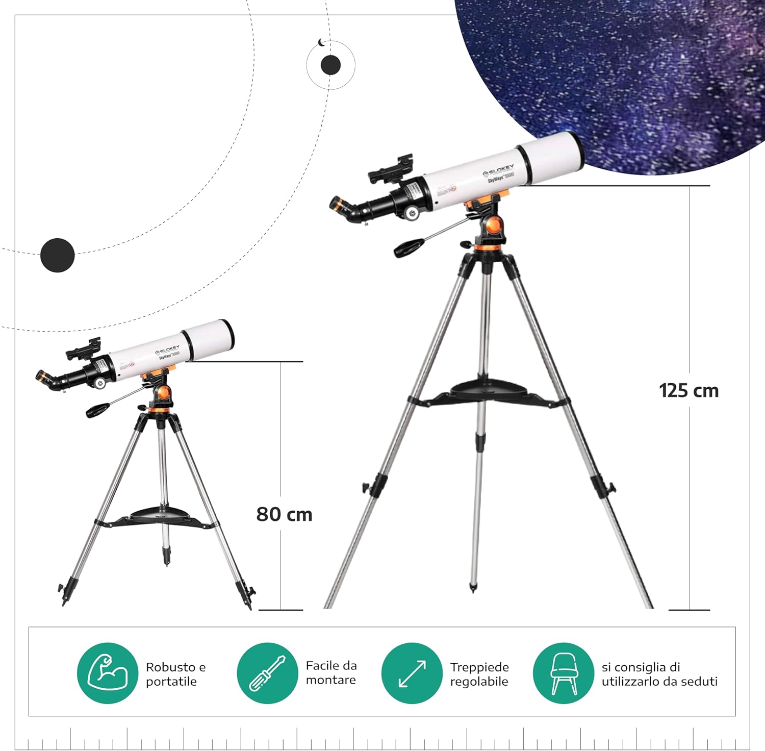 Slokey Telescopio Riflettore 50080 per Astronomia - immagine 4