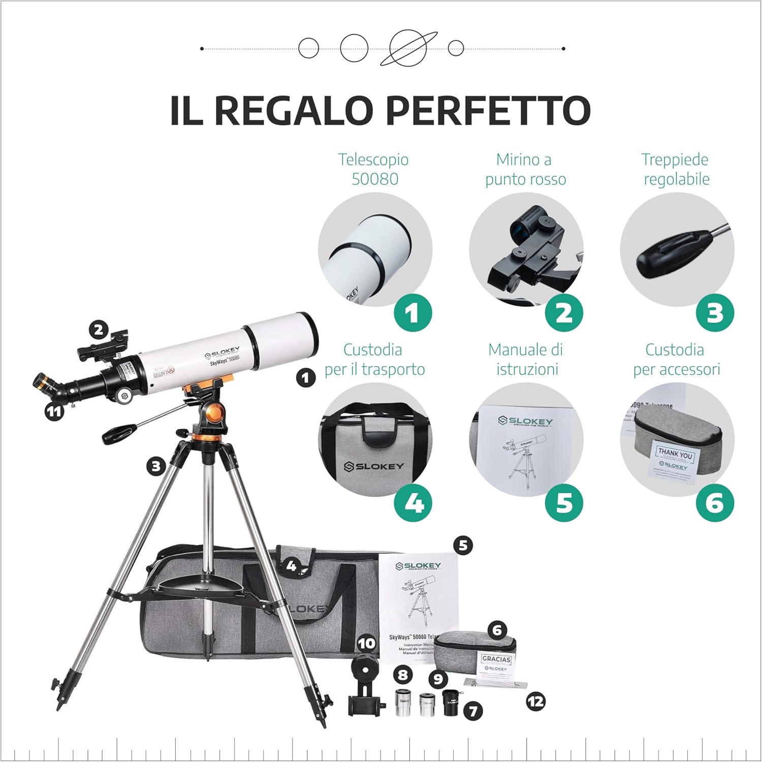 Slokey Telescopio Riflettore 50080 per Astronomia - immagine 7
