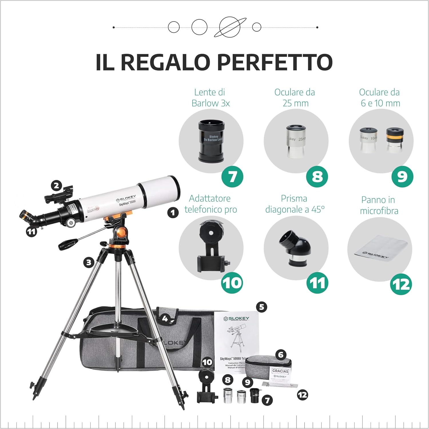 Slokey Telescopio Riflettore 50080 per Astronomia - immagine 8