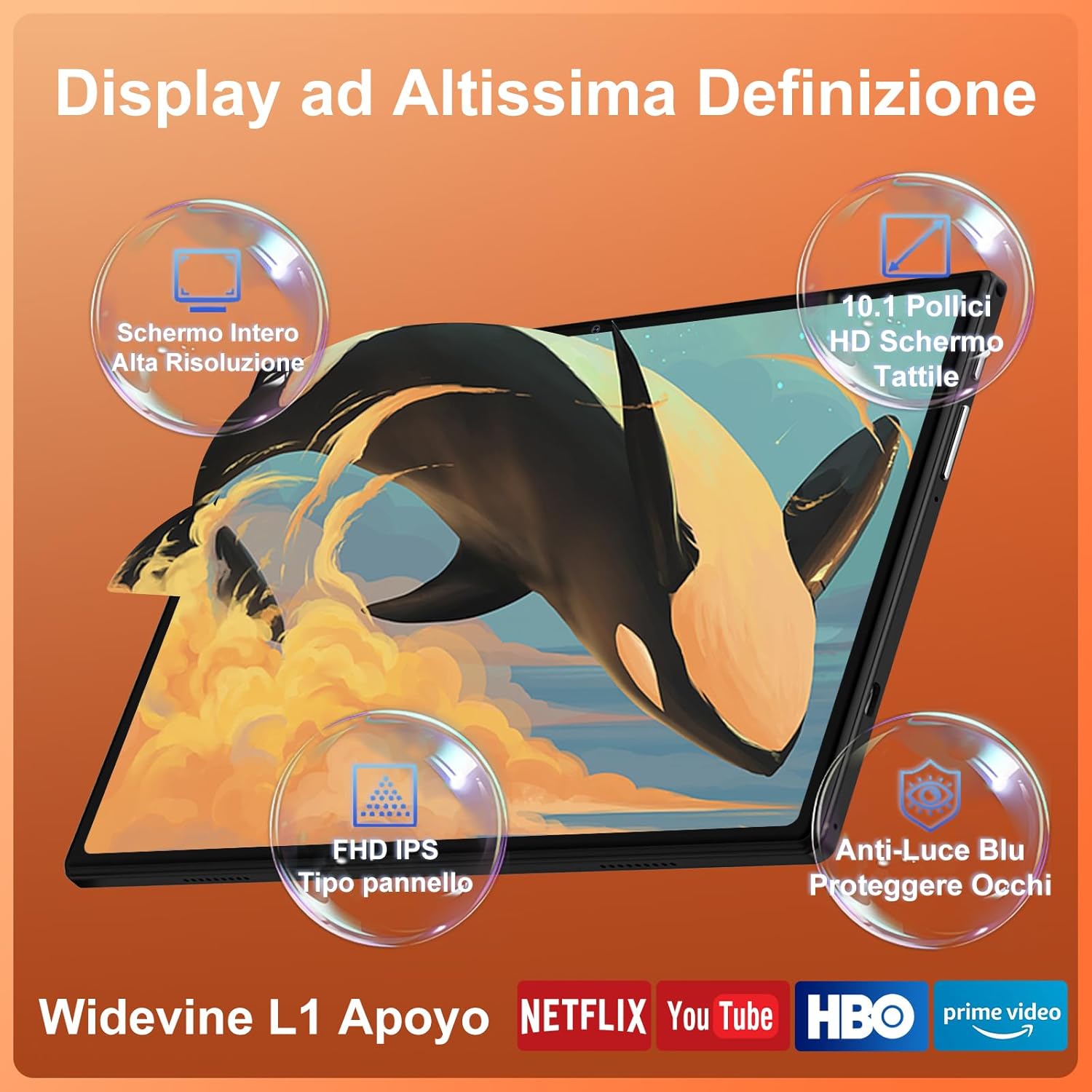 Tablet Android 15 - 10 Pollici IPS HD, Nero - immagine 3