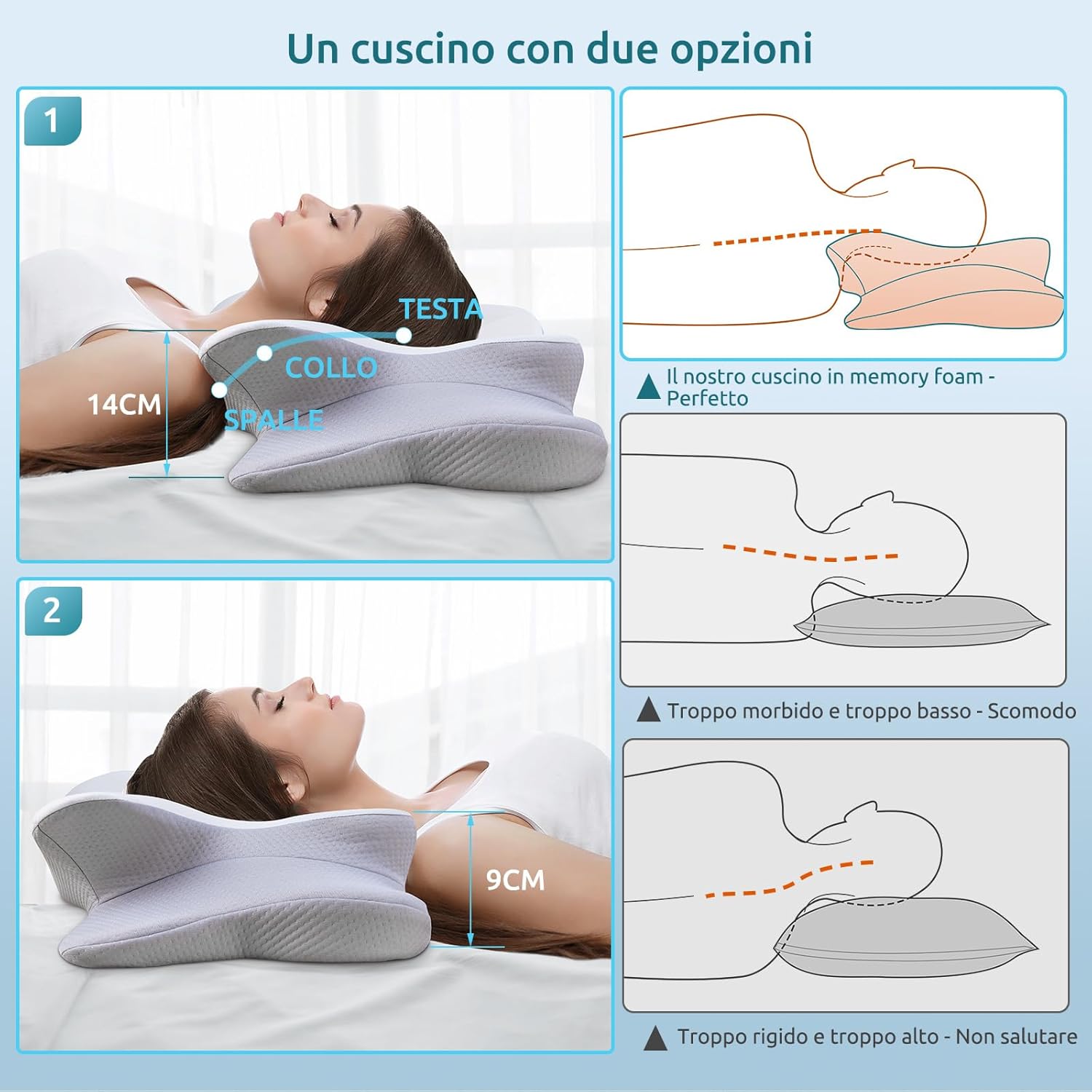 Donama Cuscino Cervicale Ergonomico - Grigio Chiaro - immagine 2
