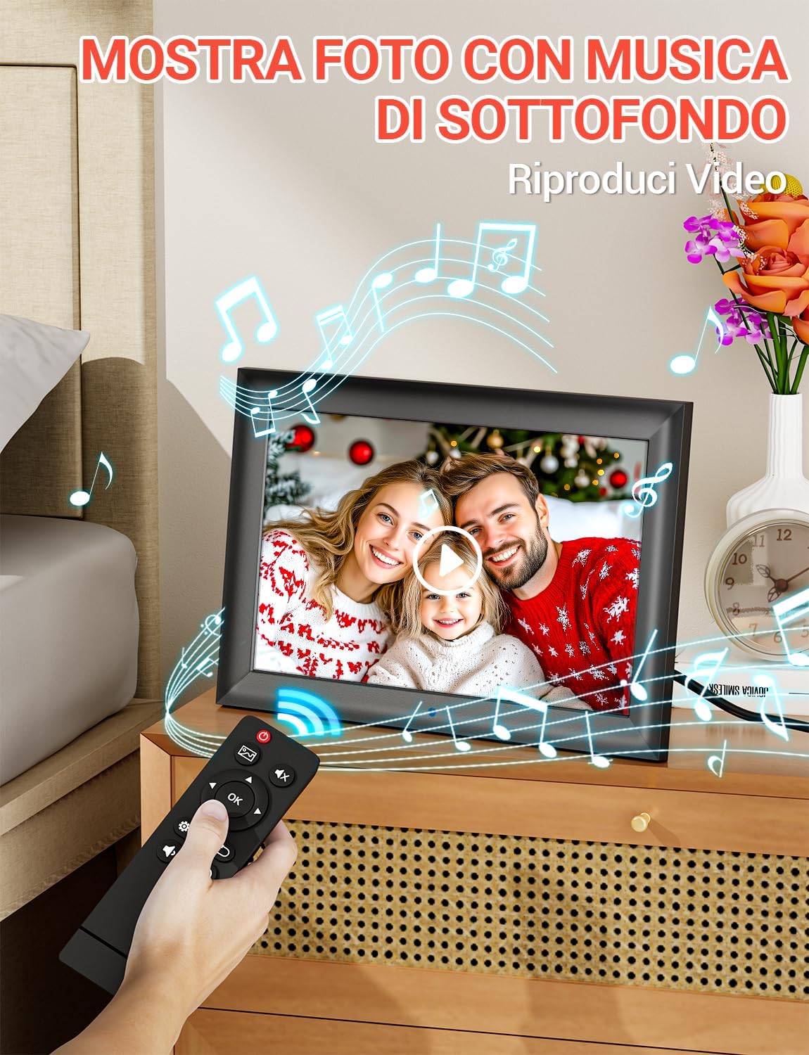 Obvhnua Cornice Digitale 10,1 Pollici con Telecomando - immagine 3