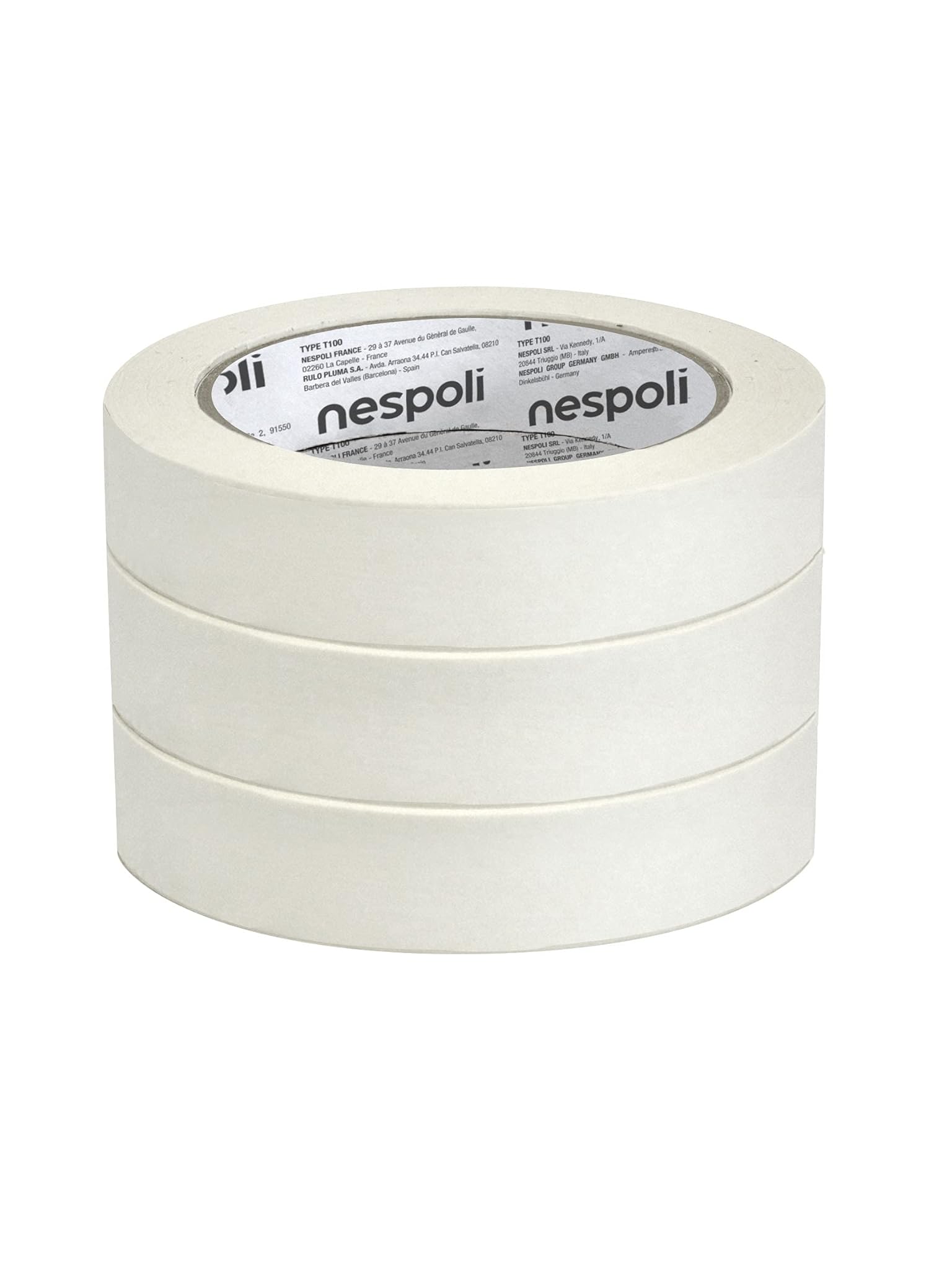 Nespoli – Nastro Carta Adesivo Set 3 Misure 19/25/38mm x 50m, 3 Nastri Imbianchino per Interni, Verniciatura Fai da Te - Carta Gommata per Mascheratura Facile da Strappare, Aderenza Sicura