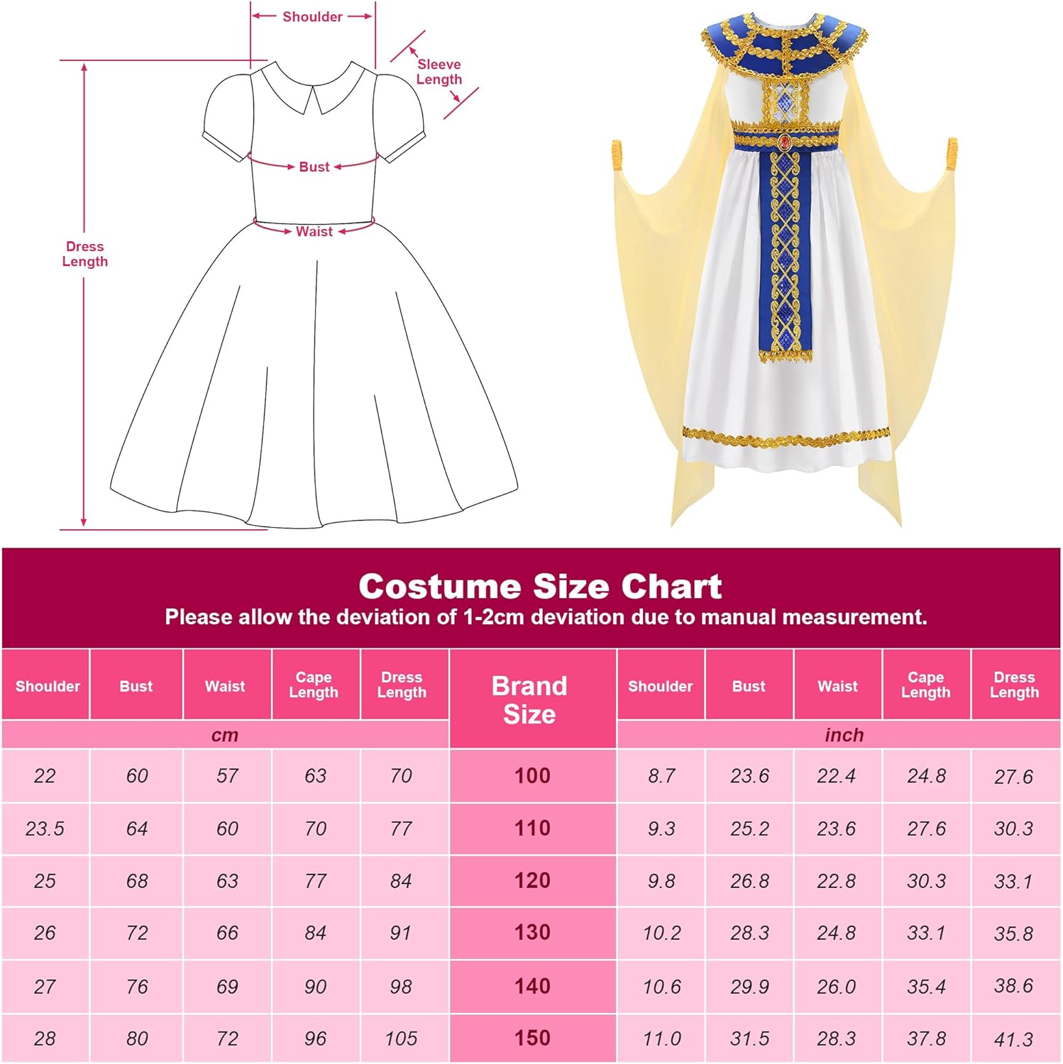 ReliBeauty Costume Cleopatra Egiziano per Bambina - immagine 3