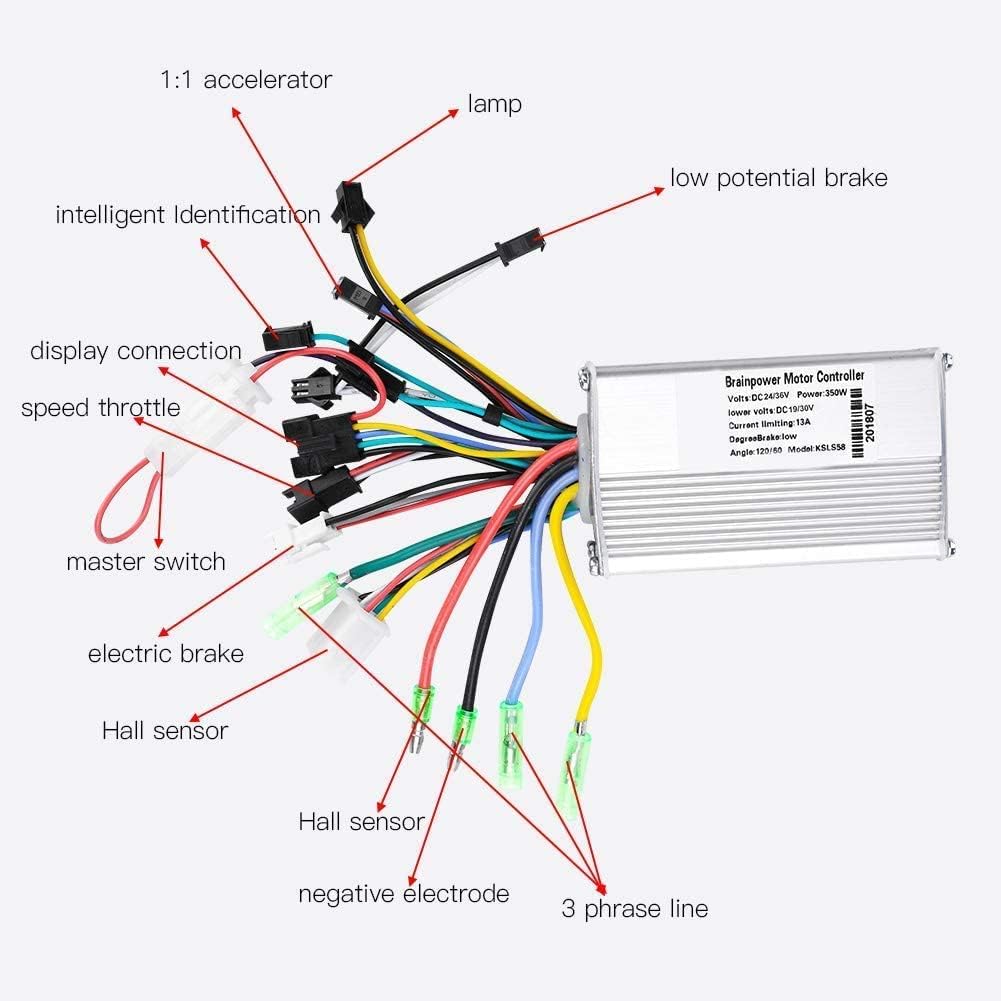 Controller motore Kit controller senza spazzole per pannello display LCD impermeabile per scooter elettrico per bici elettriche(36V/48V 350W) - immagine 4
