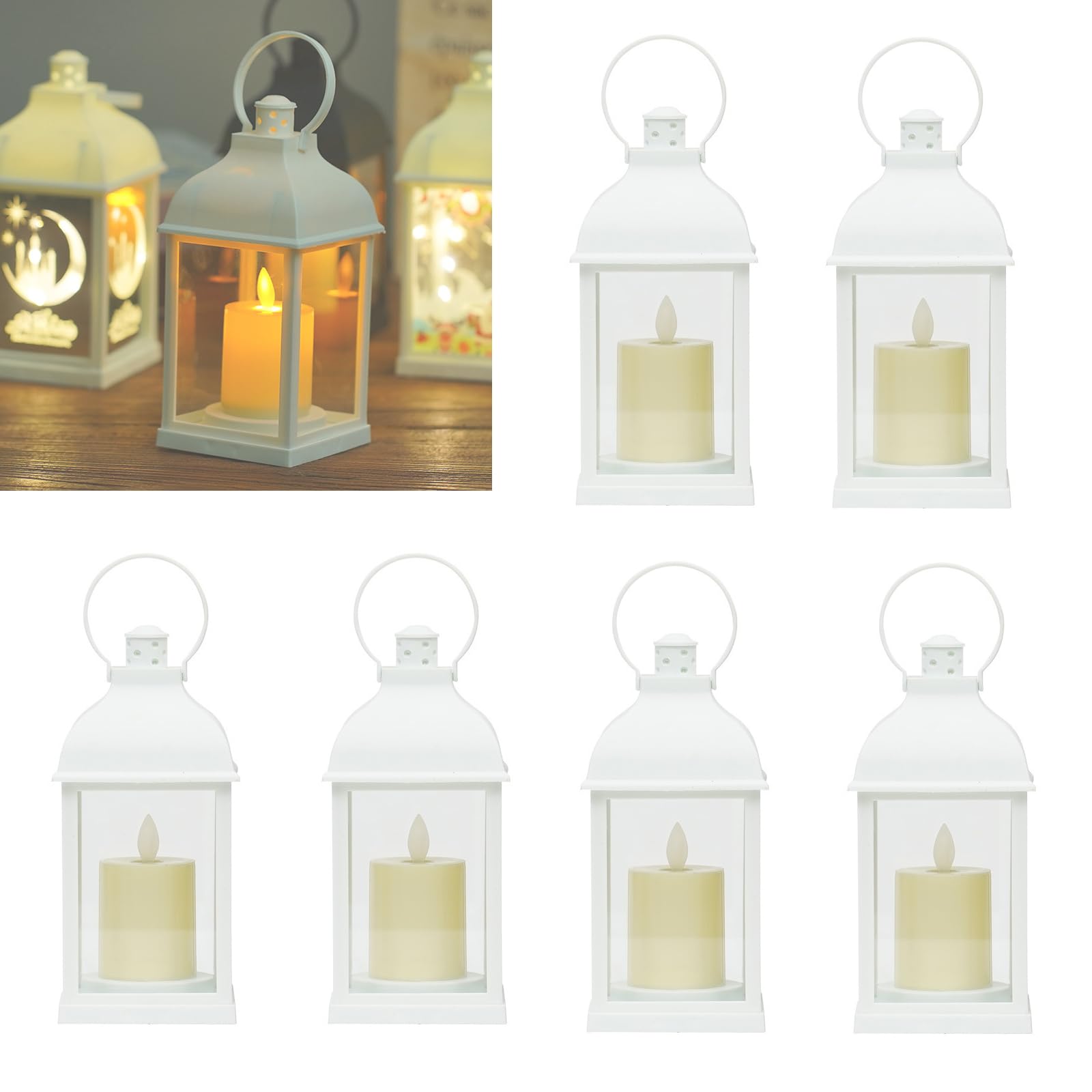 Set 6 Lanterne a LED Decorative con Candela Tremolante