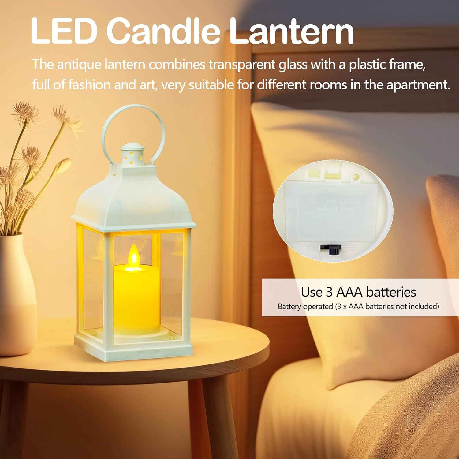 Set 6 Lanterne a LED Decorative con Candela Tremolante - immagine 2