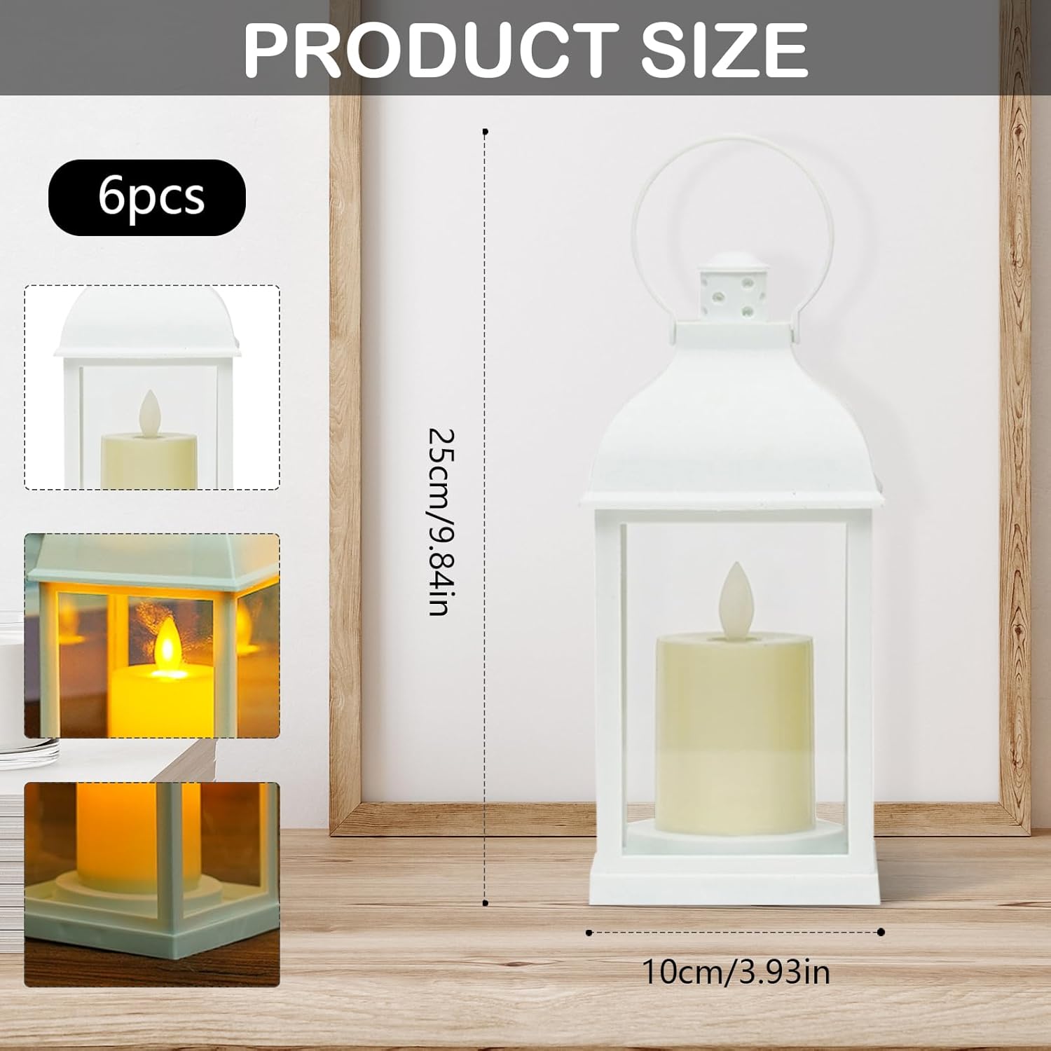 Set 6 Lanterne a LED Decorative con Candela Tremolante - immagine 3