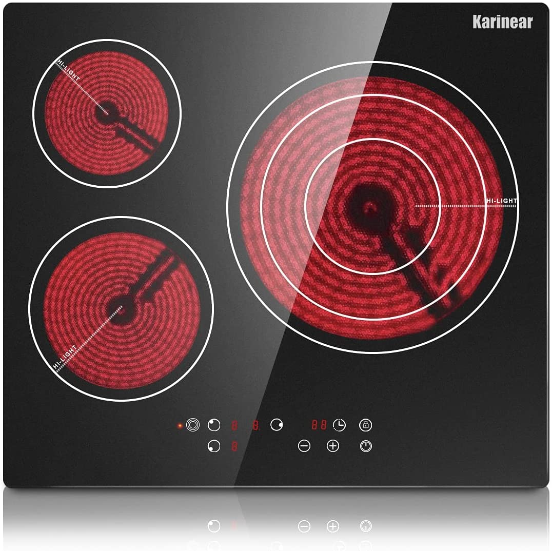 Karinear Piano Cottura Ceramica 3 Zone, 5700W