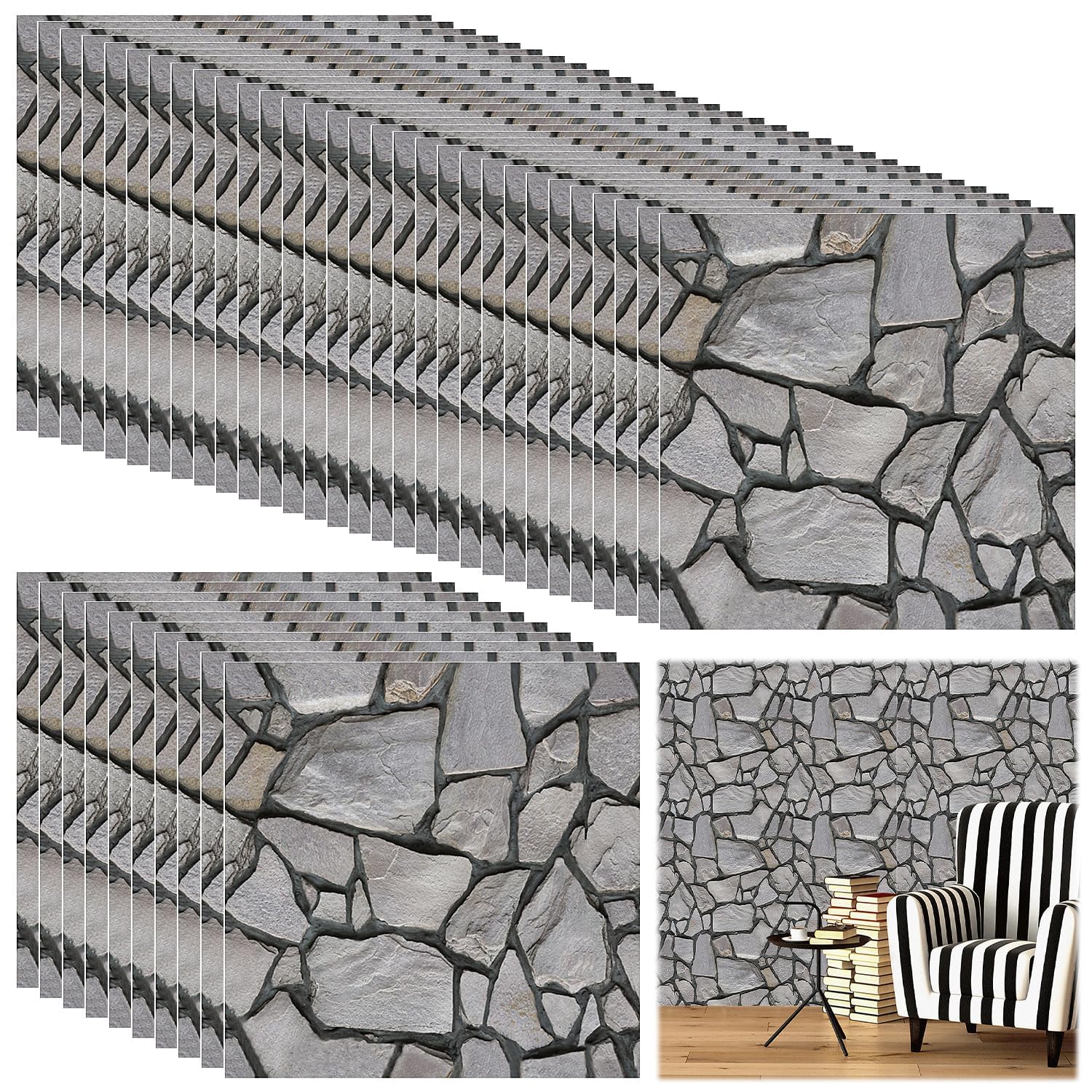 Xmszqu 40 Pannelli Decorativi 3D per Parete 30x30 cm