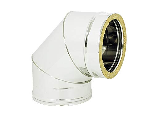 Gomito curva a 90° per canna fumaria in acciaio inox doppia parete (D100/150mm)