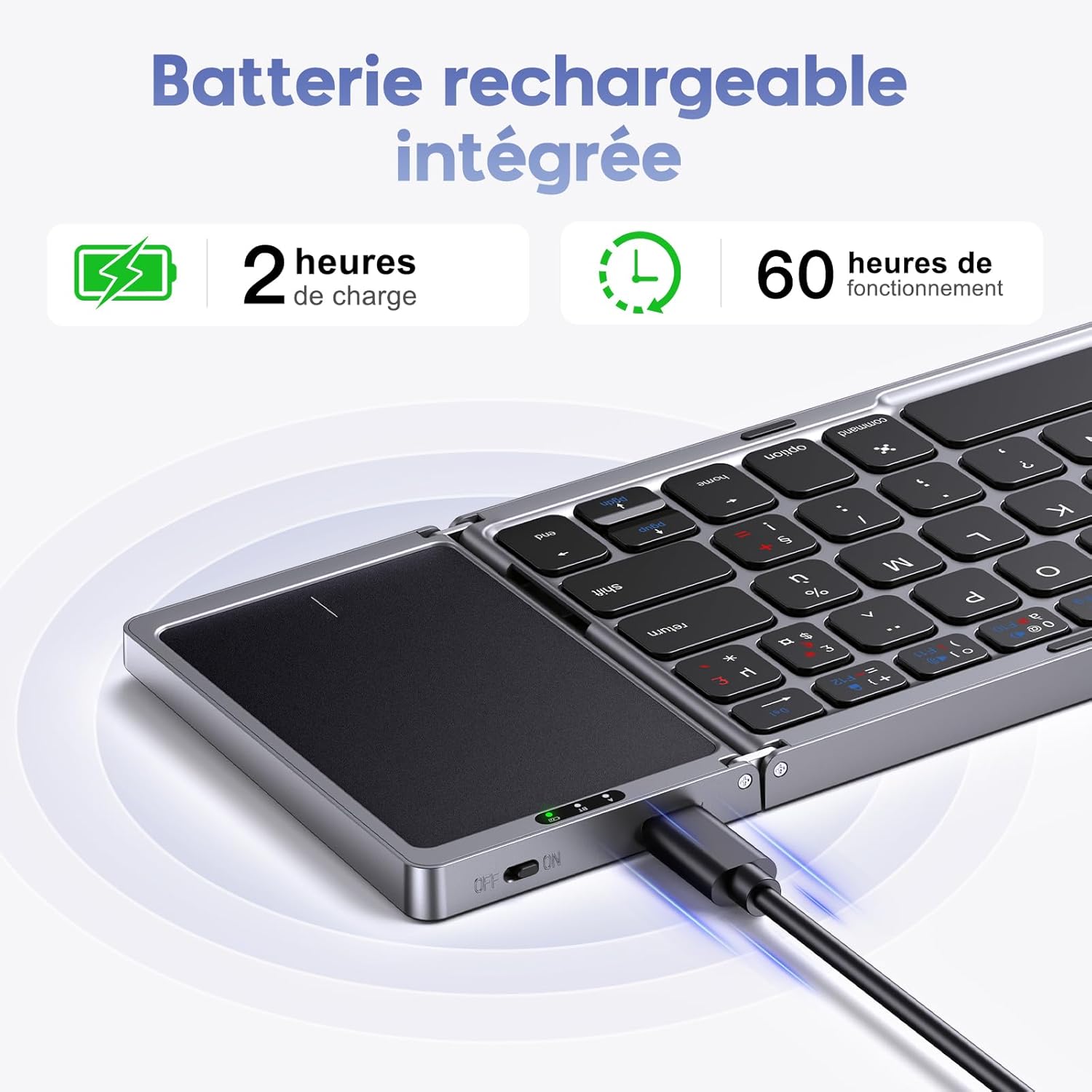 Omoton Tastiera Bluetooth Pieghevole con Touchpad, Nera - immagine 6