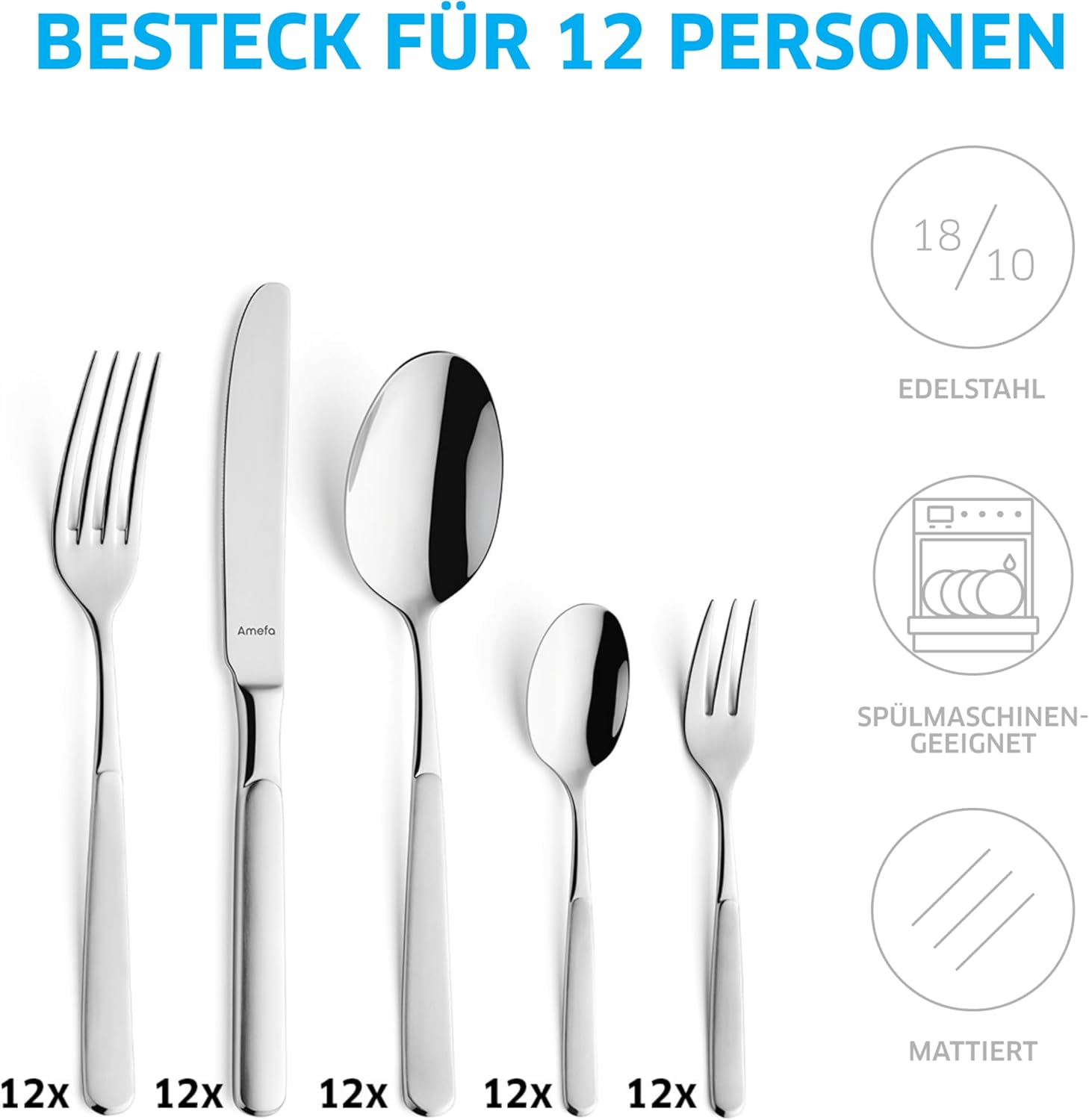 Amefa SATINA Set Posate 60 Pezzi per 12 Persone - immagine 2