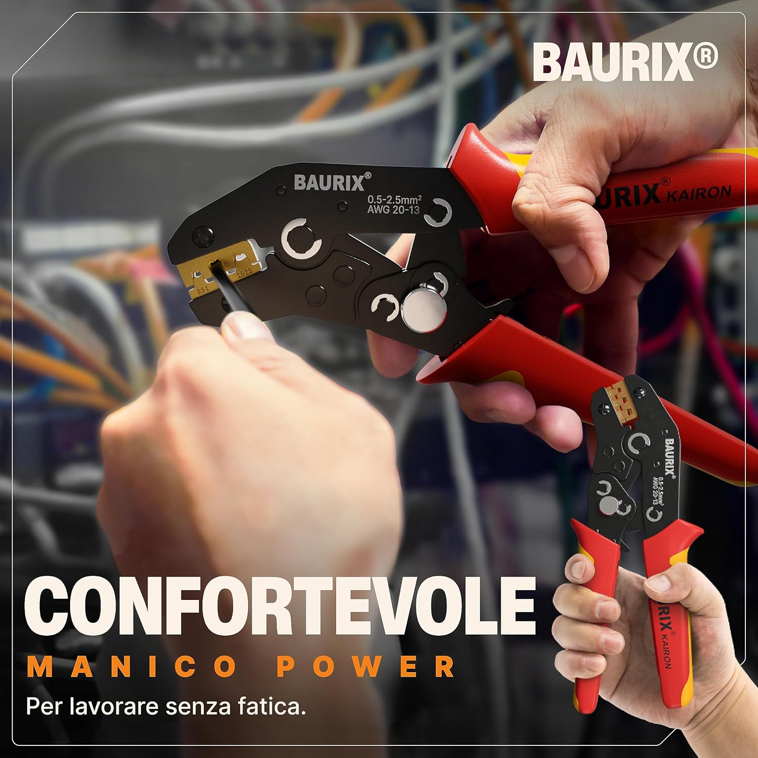 Baurix® Set Pinza Crimpatrice con 300 Terminali Elettrici - immagine 6
