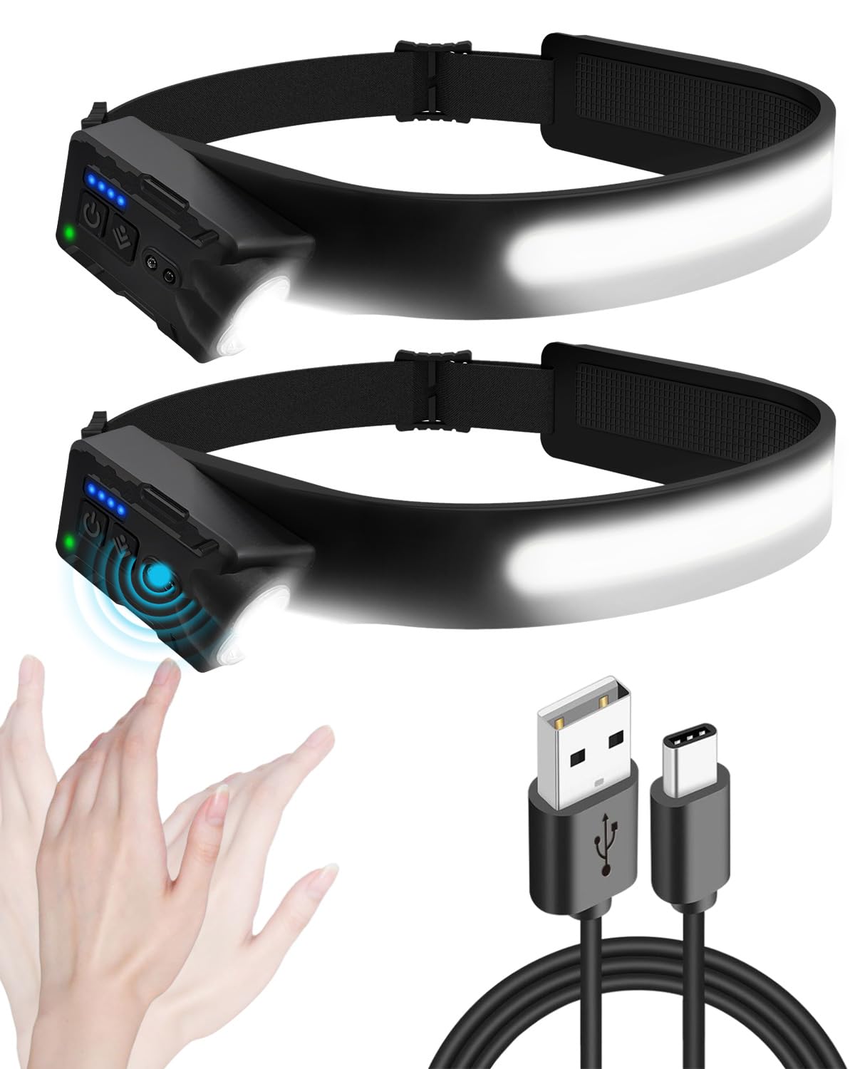 Lampada Frontale LED Ricaricabile (2 Pezzi)