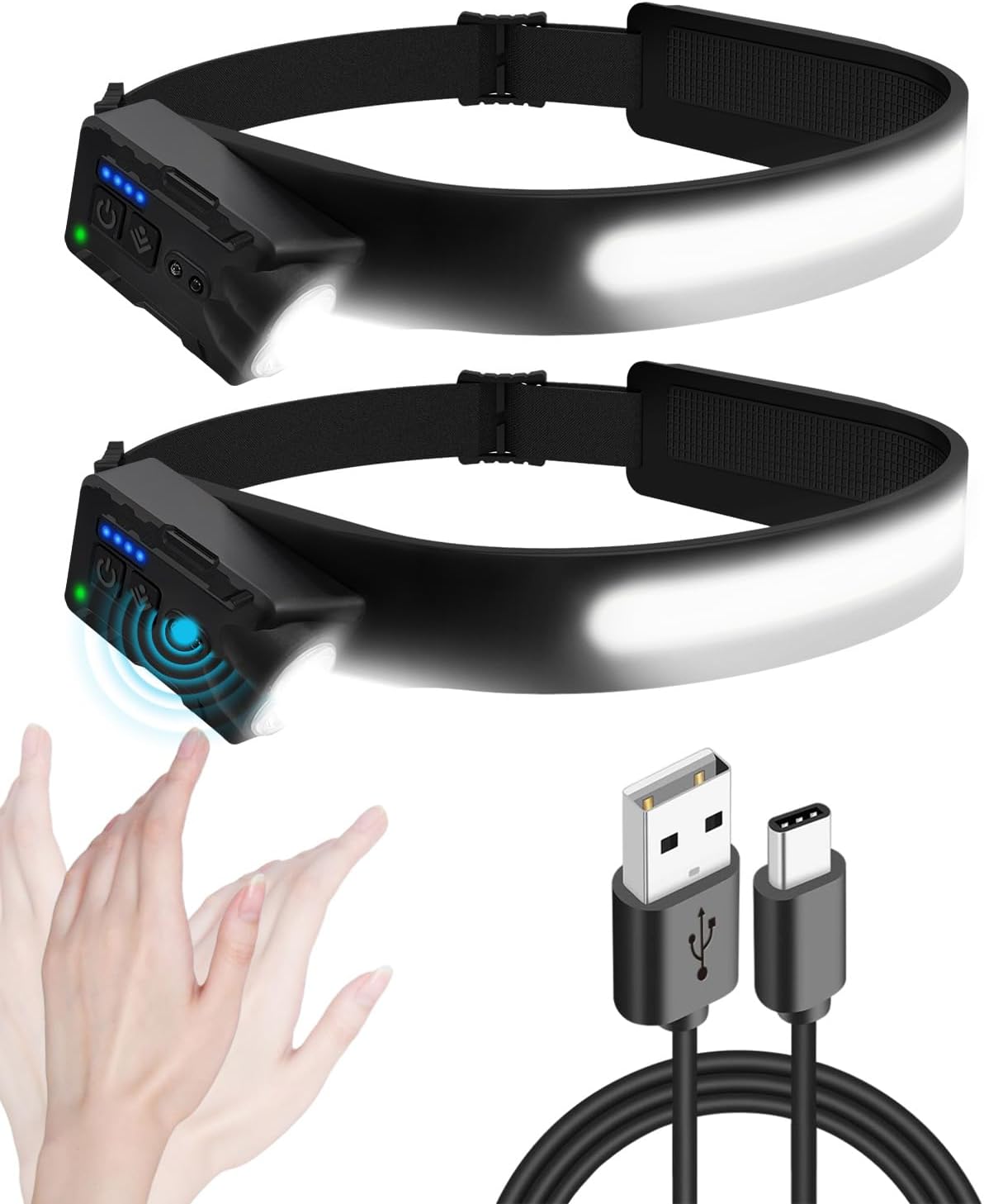 Lampada Frontale LED Ricaricabile (2 Pezzi) - immagine 1