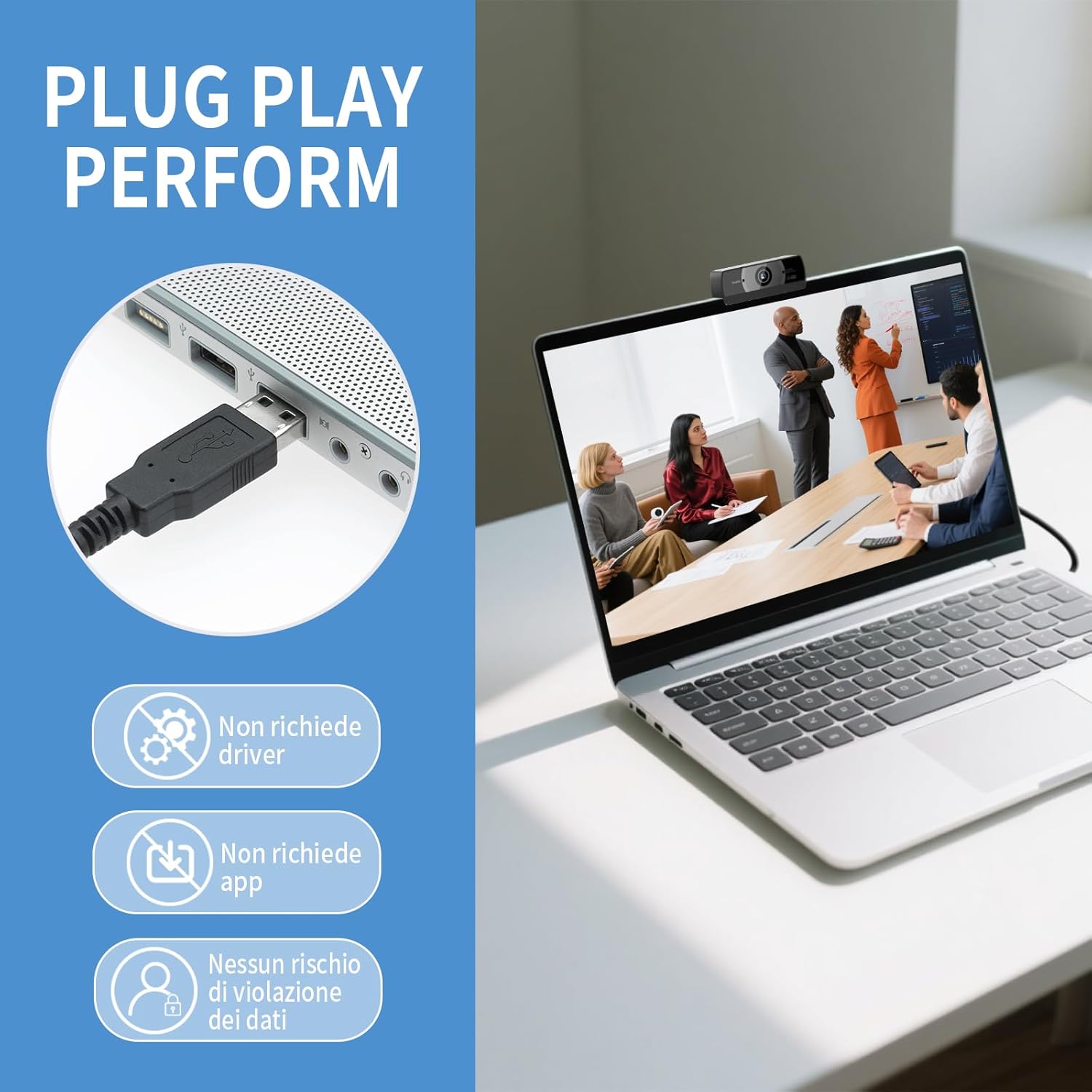 Webcam 4K PC con Microfono e Auto-Focus - immagine 3