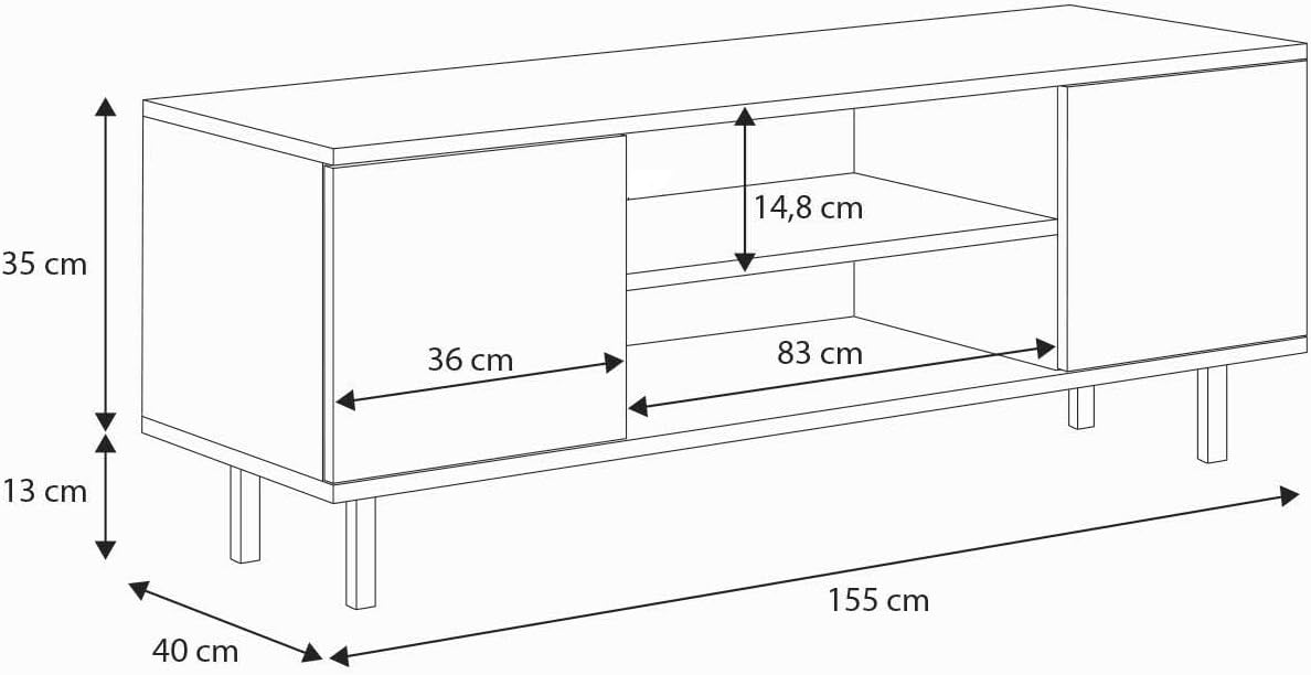 Dmora Tychy - Mobile Porta TV Credenza, Beige - immagine 3