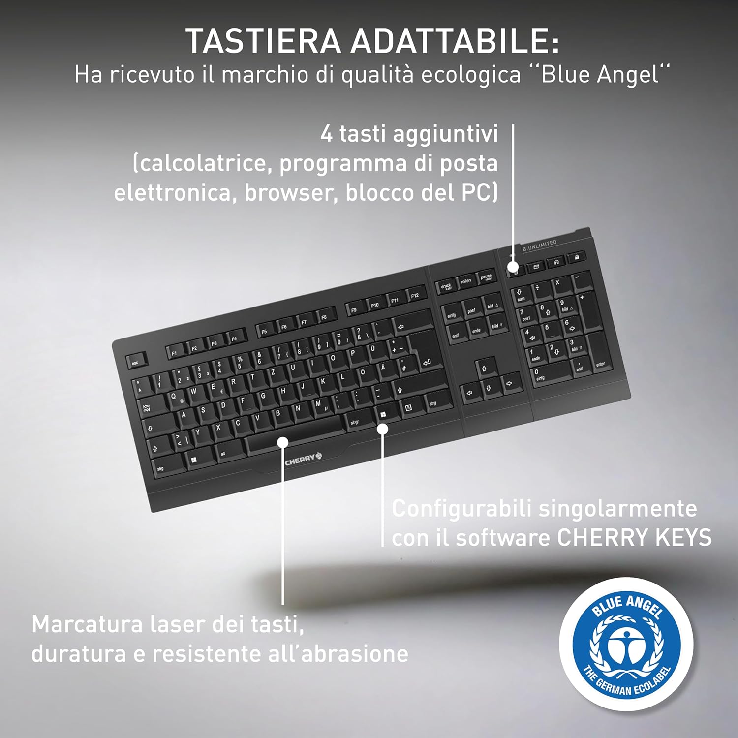 Cherry B.UNLIMITED 3.0 - Set Tastiera e Mouse Wireless, Nero - immagine 4