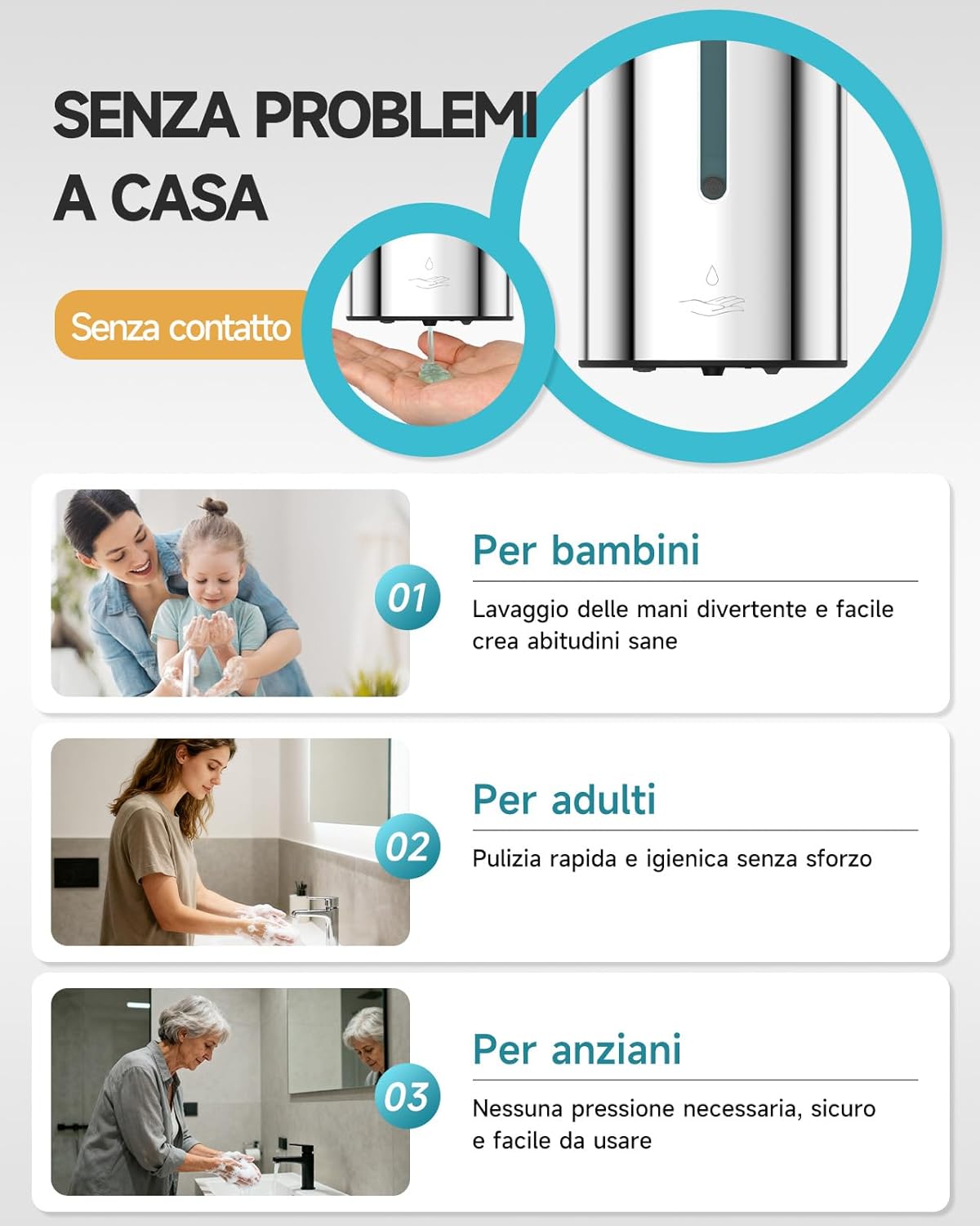 Aike AK1205E Dispenser Sapone Automatico da Parete - immagine 4