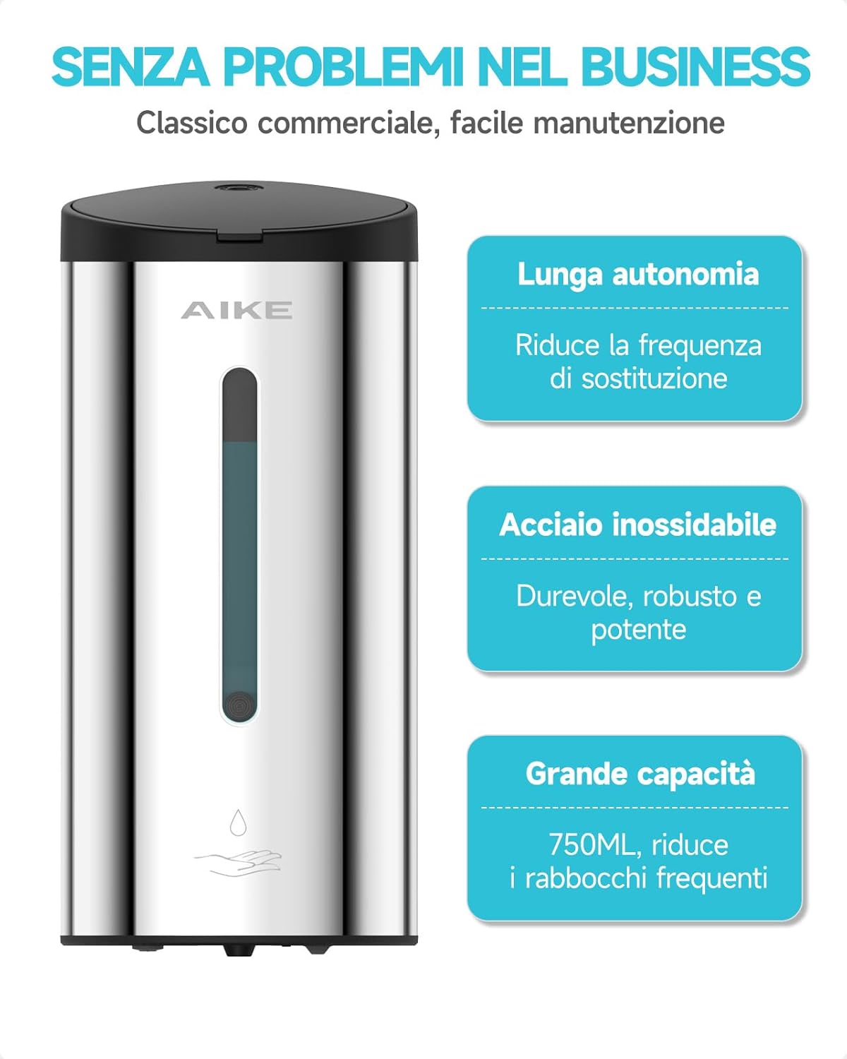 Aike AK1205E Dispenser Sapone Automatico da Parete - immagine 5