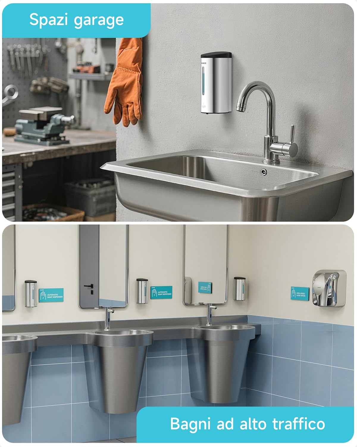 Aike AK1205E Dispenser Sapone Automatico da Parete - immagine 7