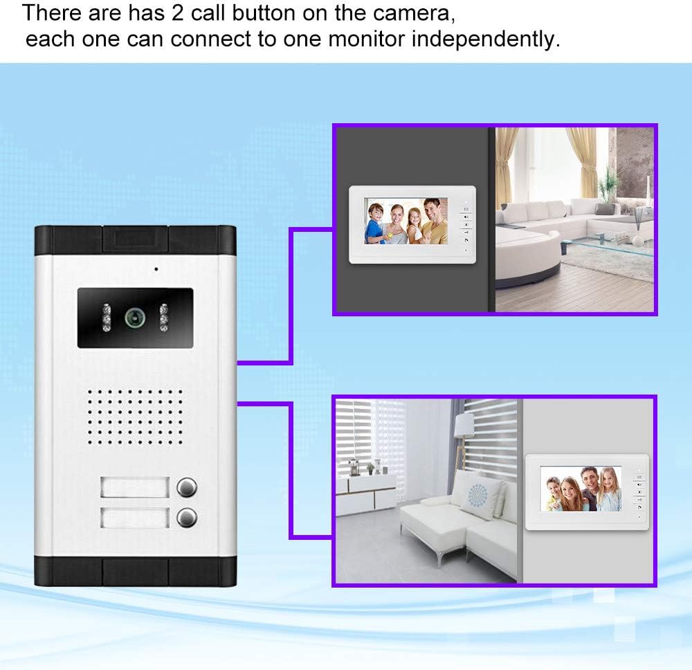 uoweky Videocitofono a Colori Cablato 7'' per 2/3 Appartamenti - immagine 7