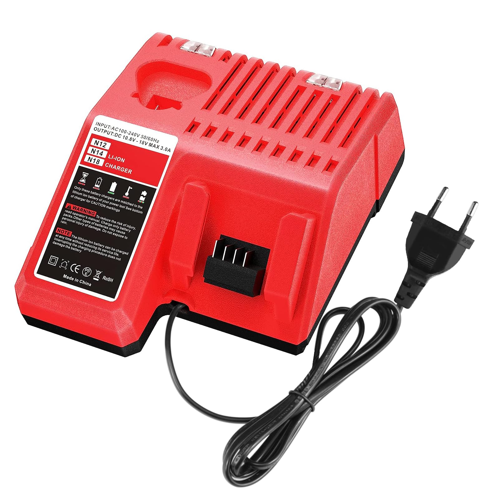 Dosctt Caricabatterie Rapido per Milwaukee 12V-18V